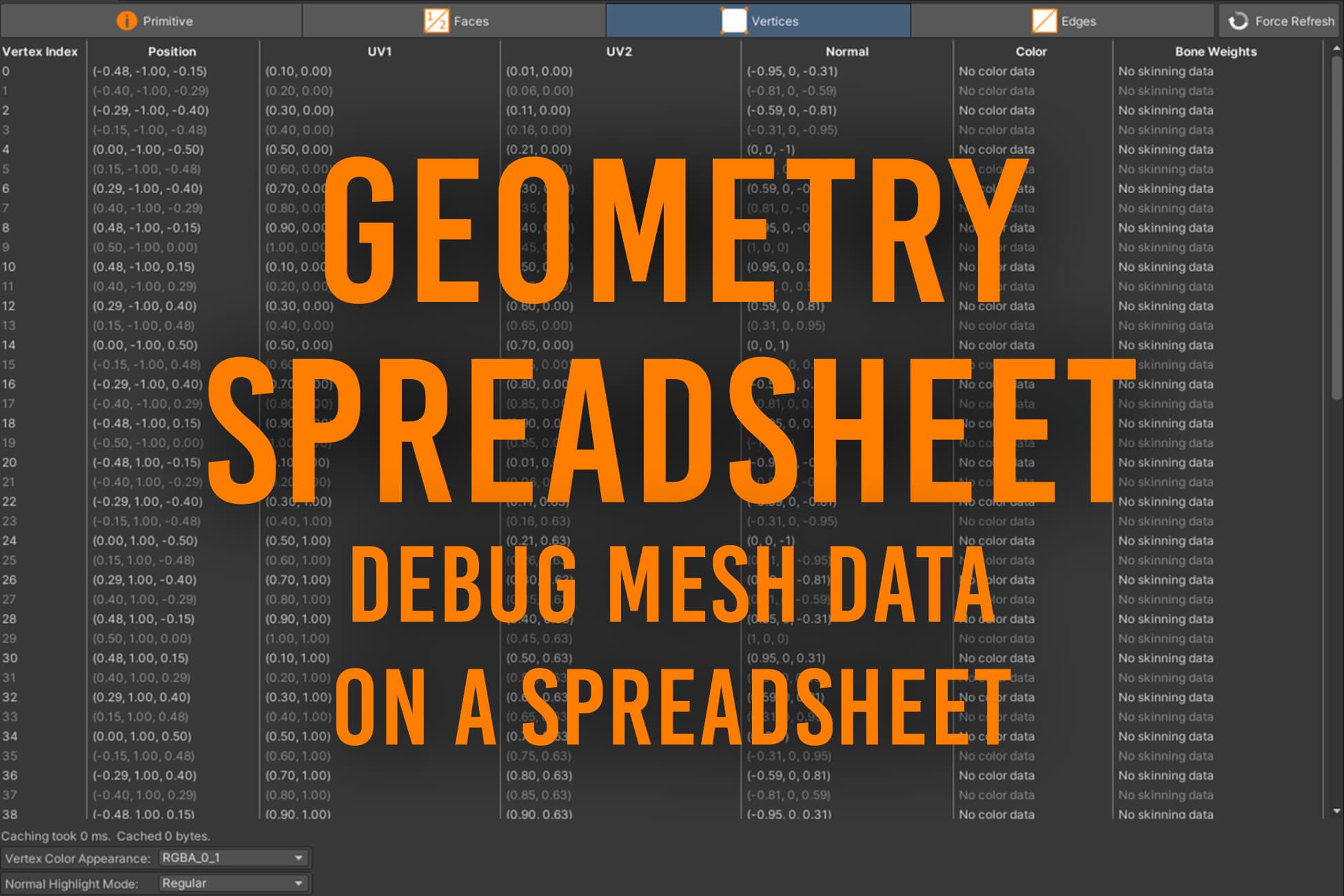 Geometry Spreadsheet