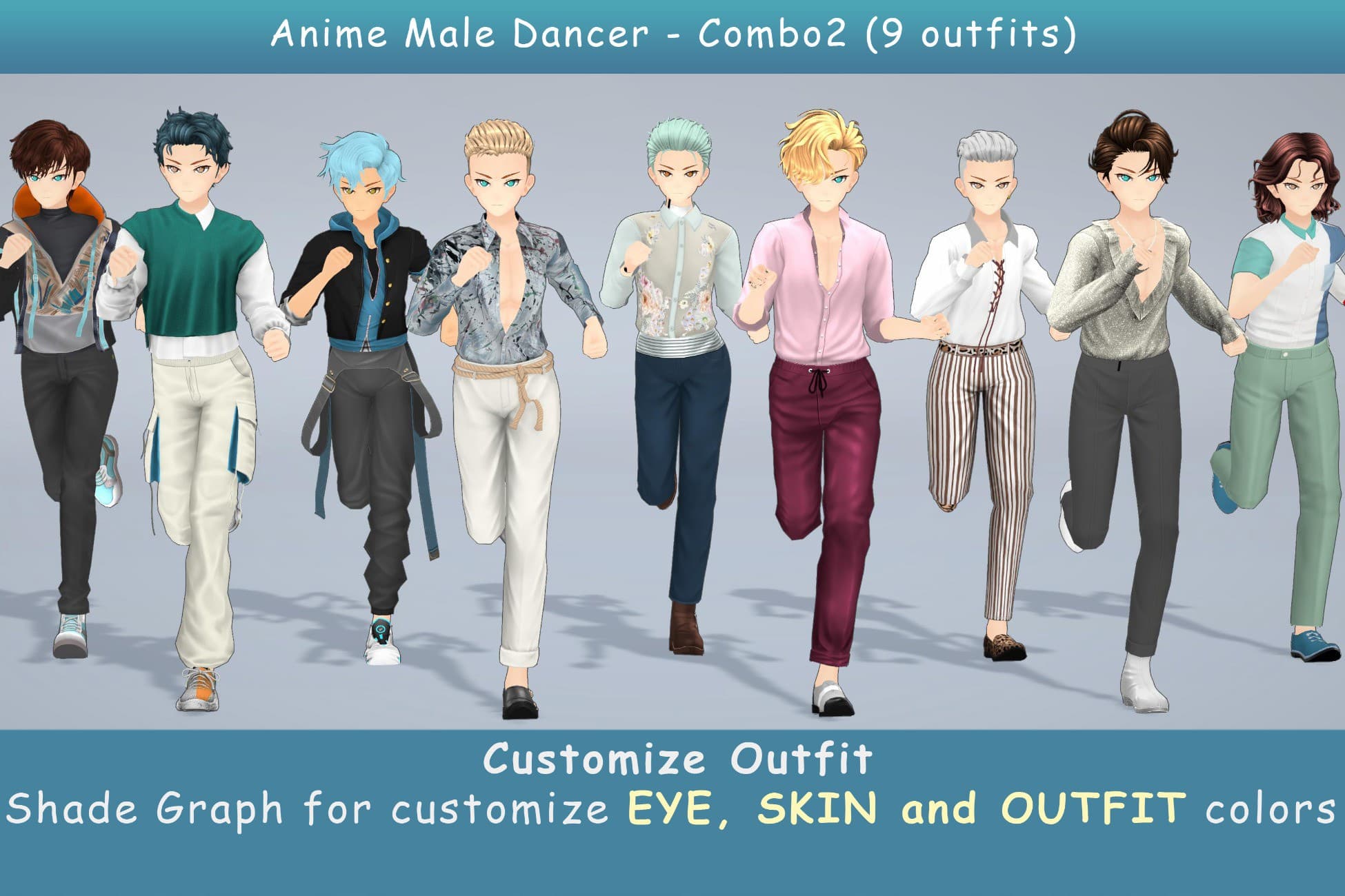 Anime Male Dancer - Combo 2 (9 outfits)