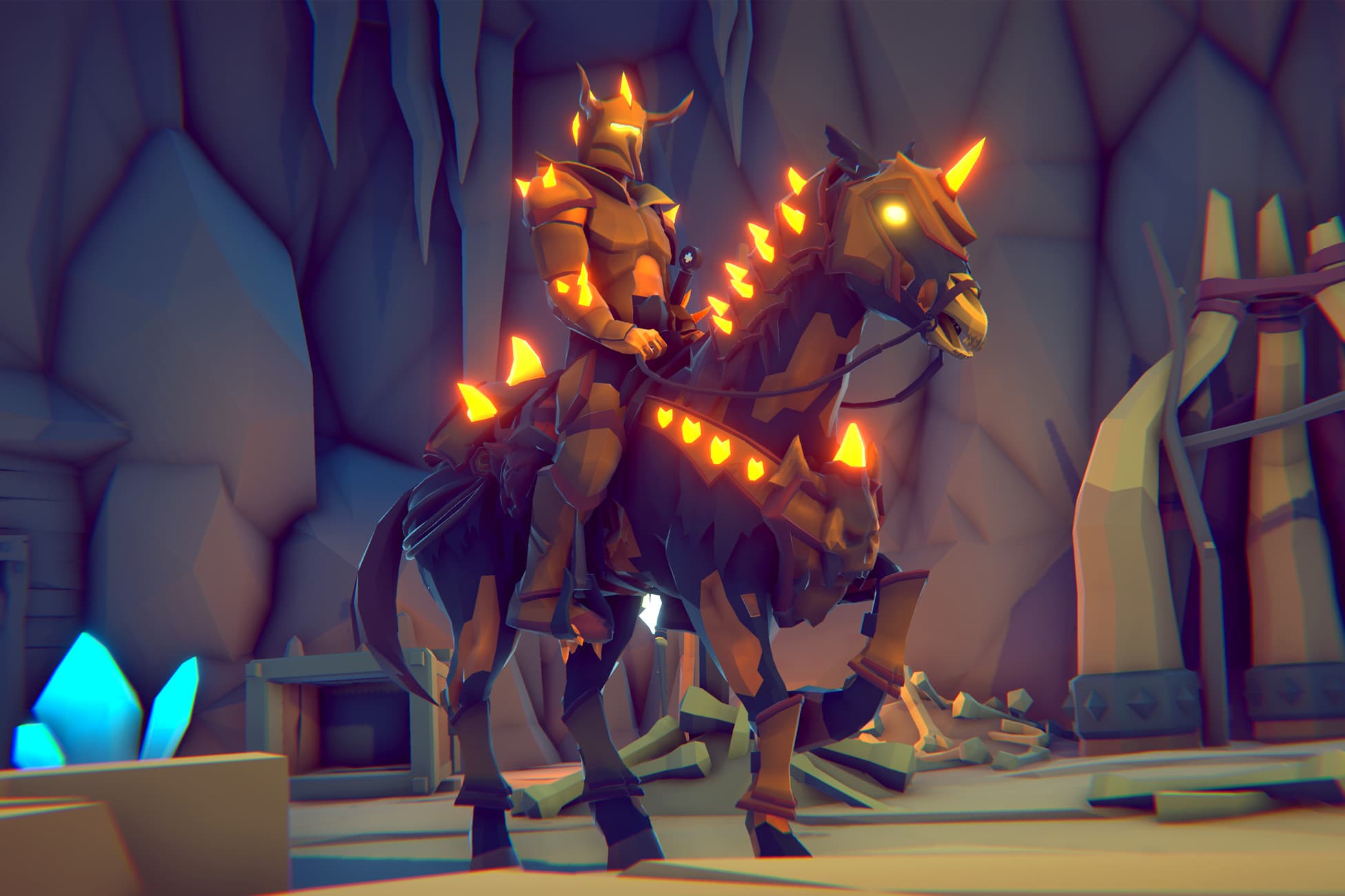 Poly Art: Undead Horse and Knight