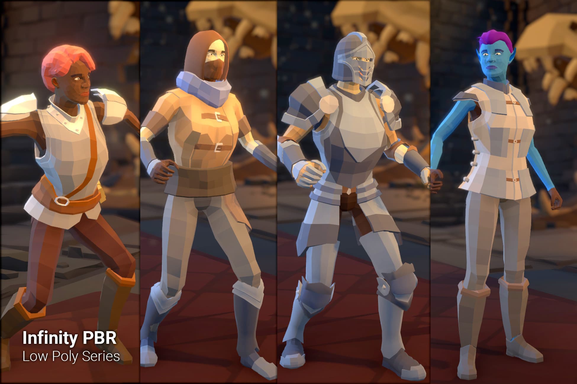 Low Poly Characters - Humans Elves Orcs - Fantasy RPG