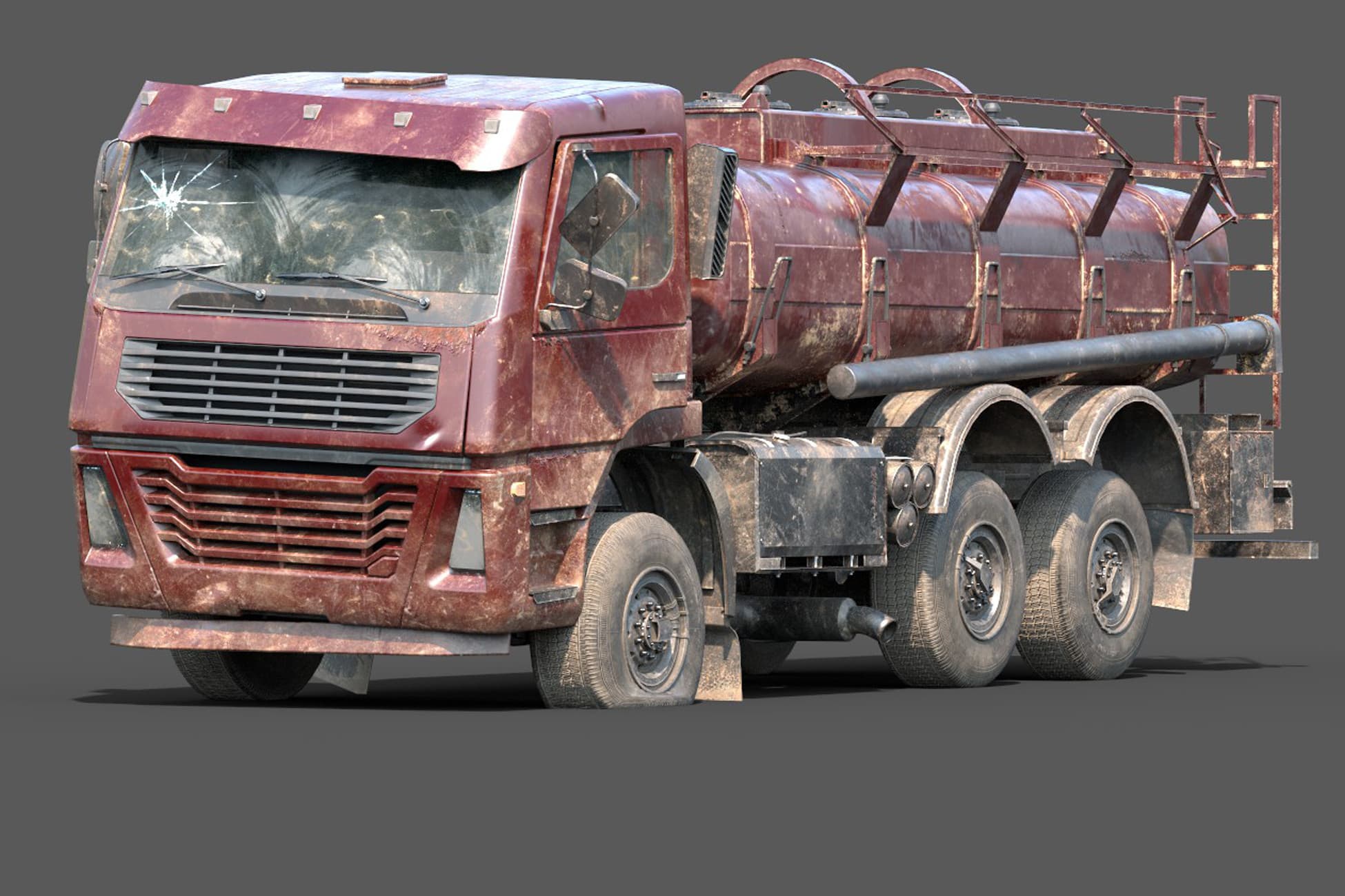 Realistic Abandoned Tanker Truck