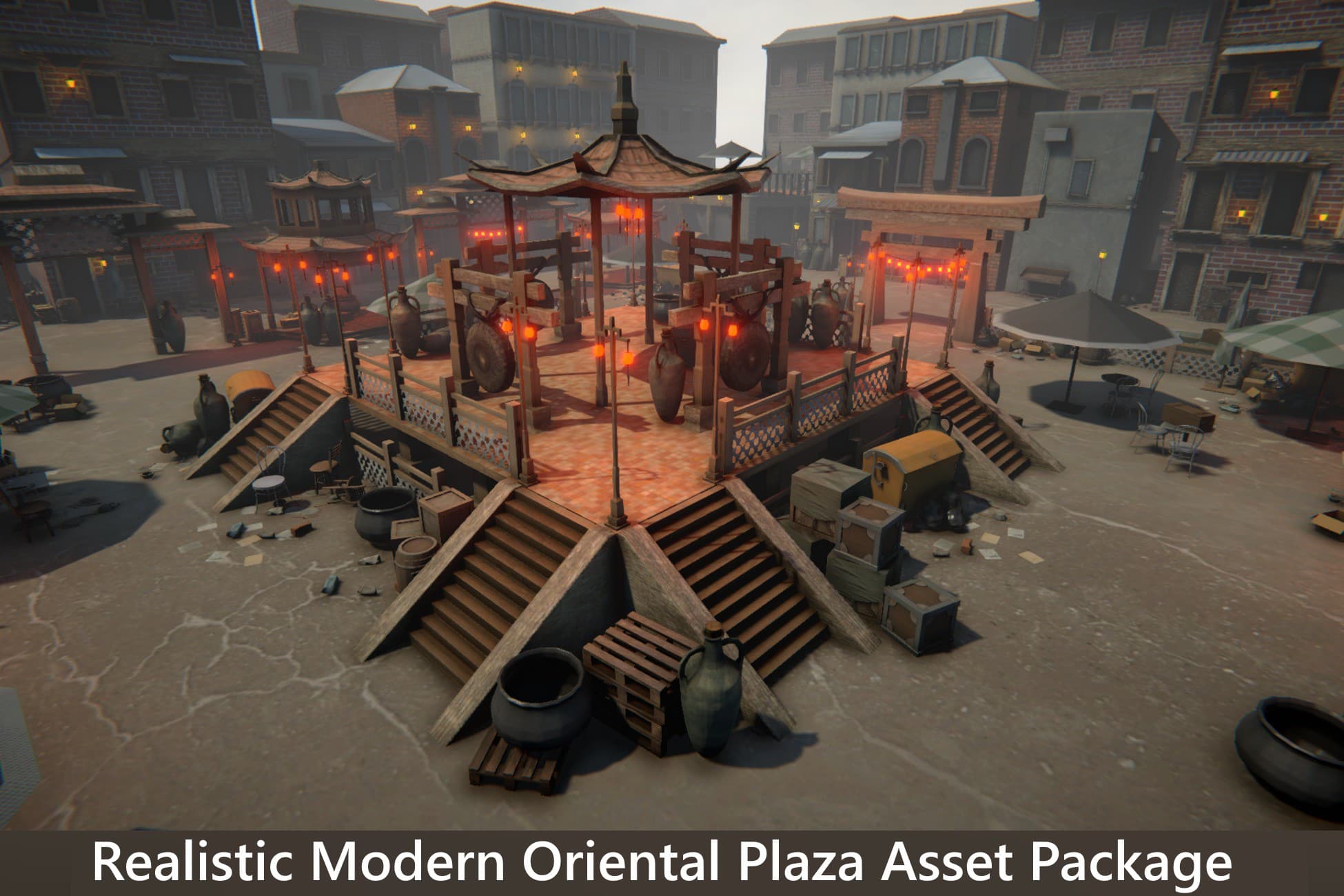Realistic Modern Oriental Plaza Asset Package