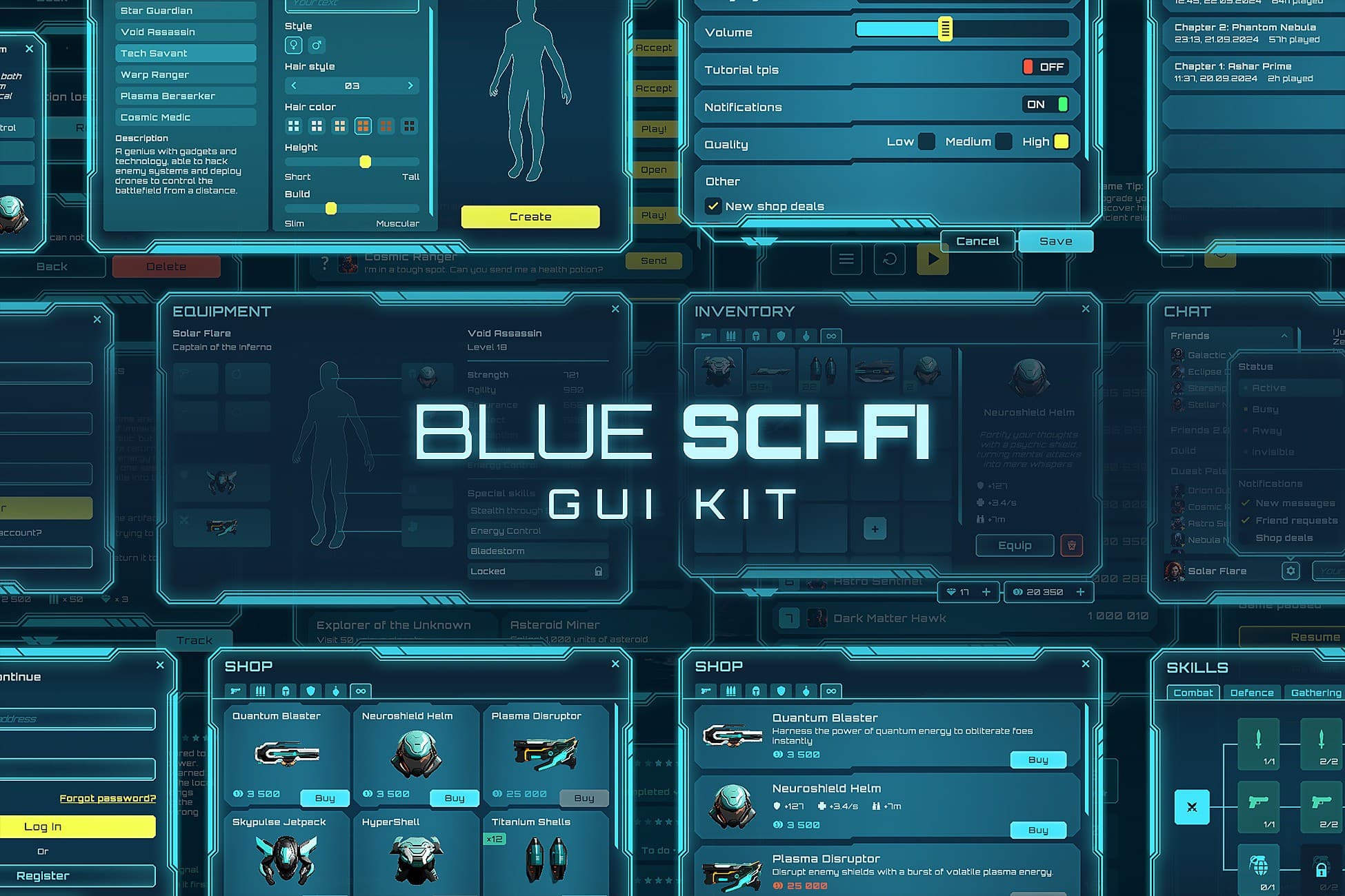 Blue Sci-fi GUI Kit + 250 icons!