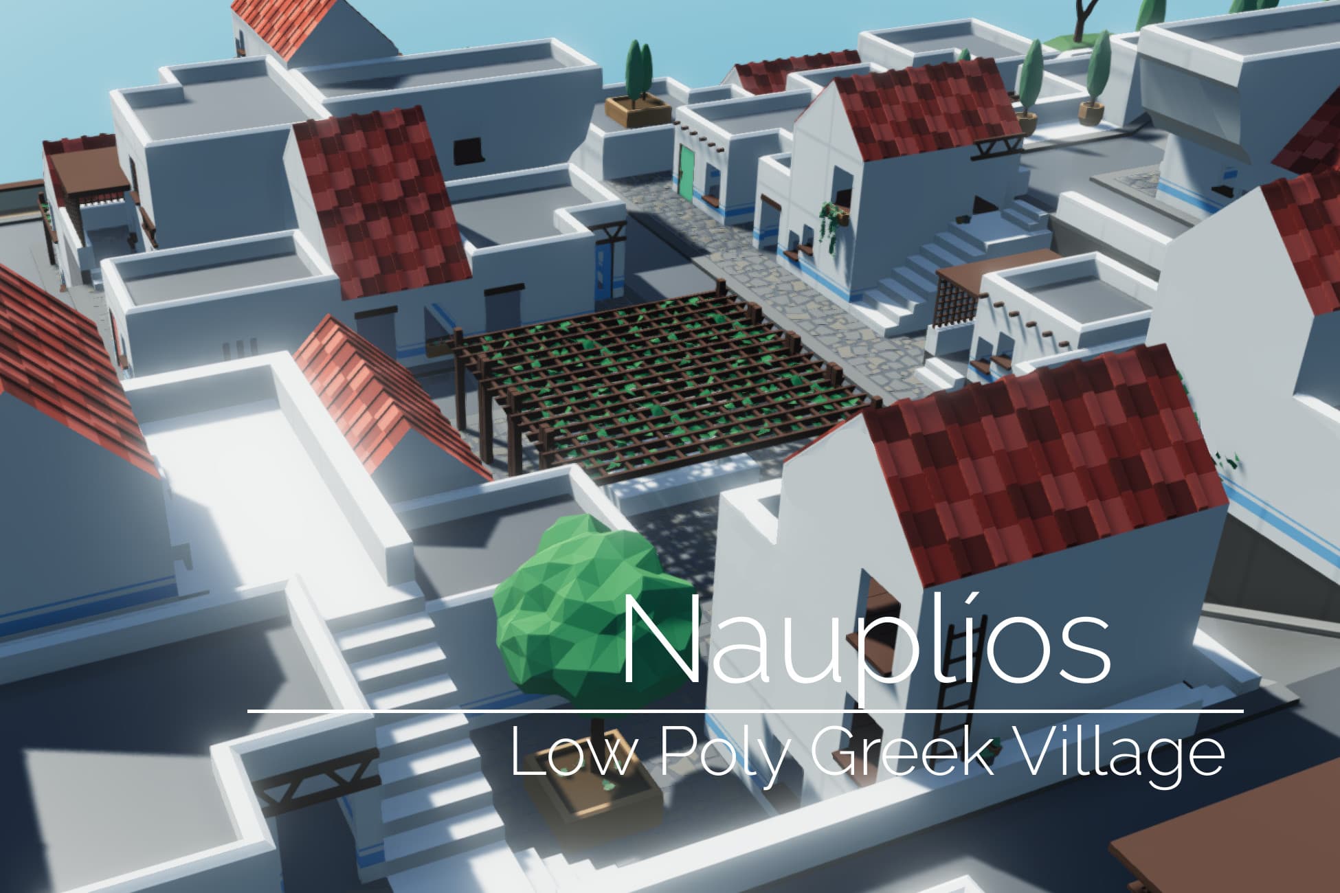 Nauplíos: Low Poly Greek Village