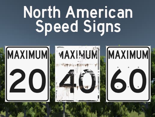 North American Speed Signs - FREE