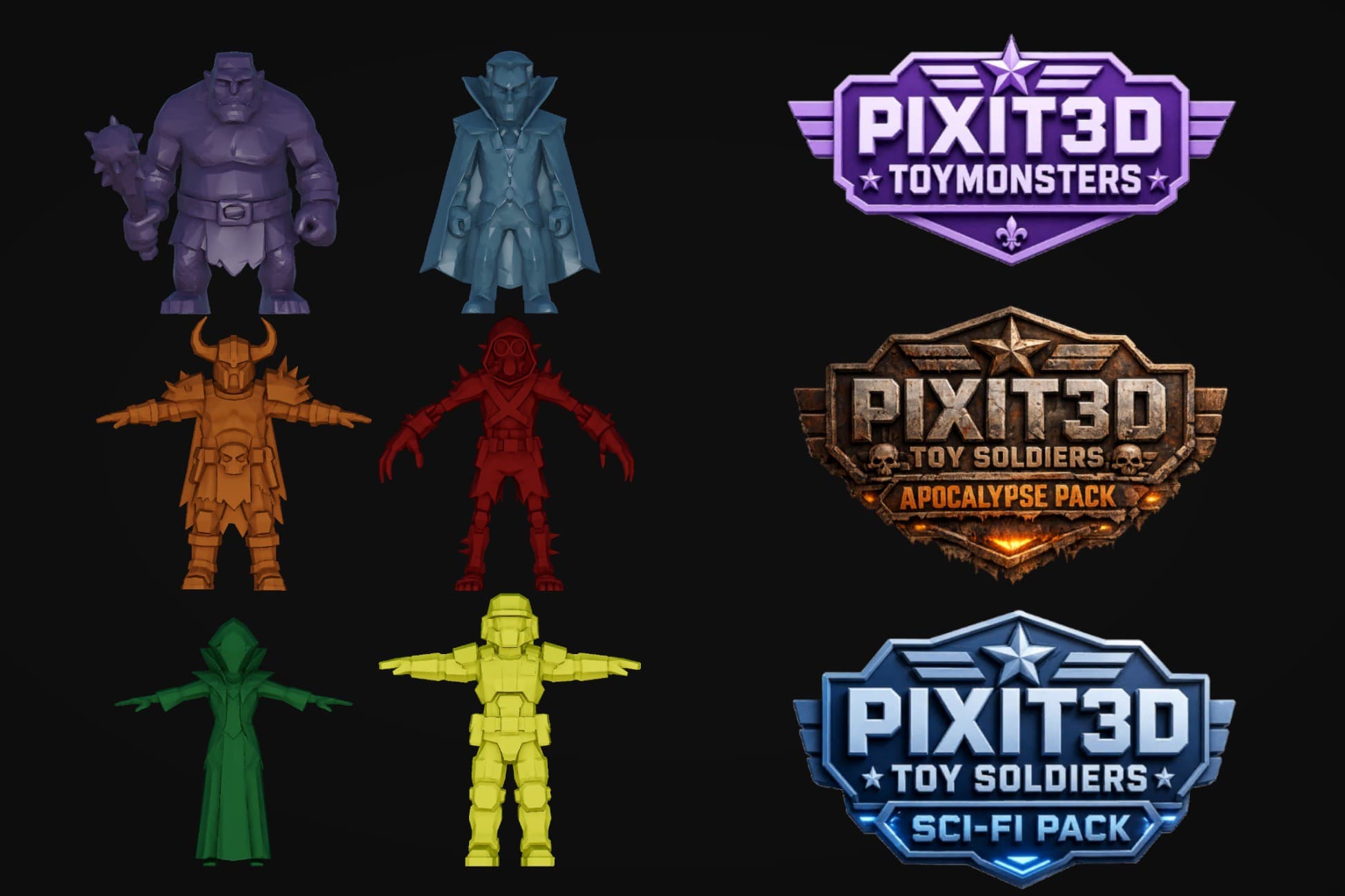 Pixit3D Toys - Free Sample Mixed Character Pack