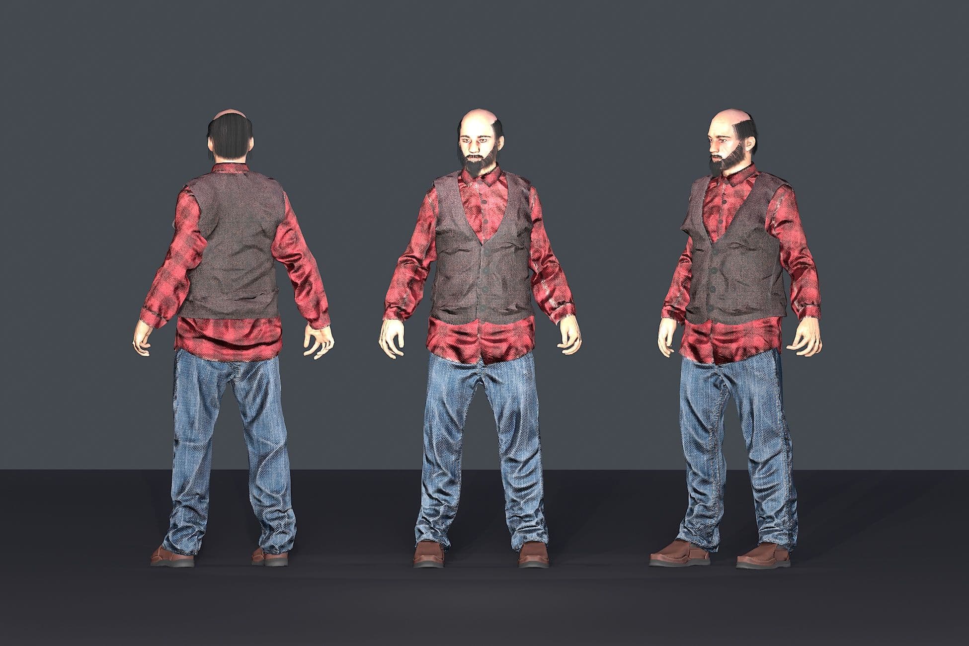 Beard man in jeans and shirt