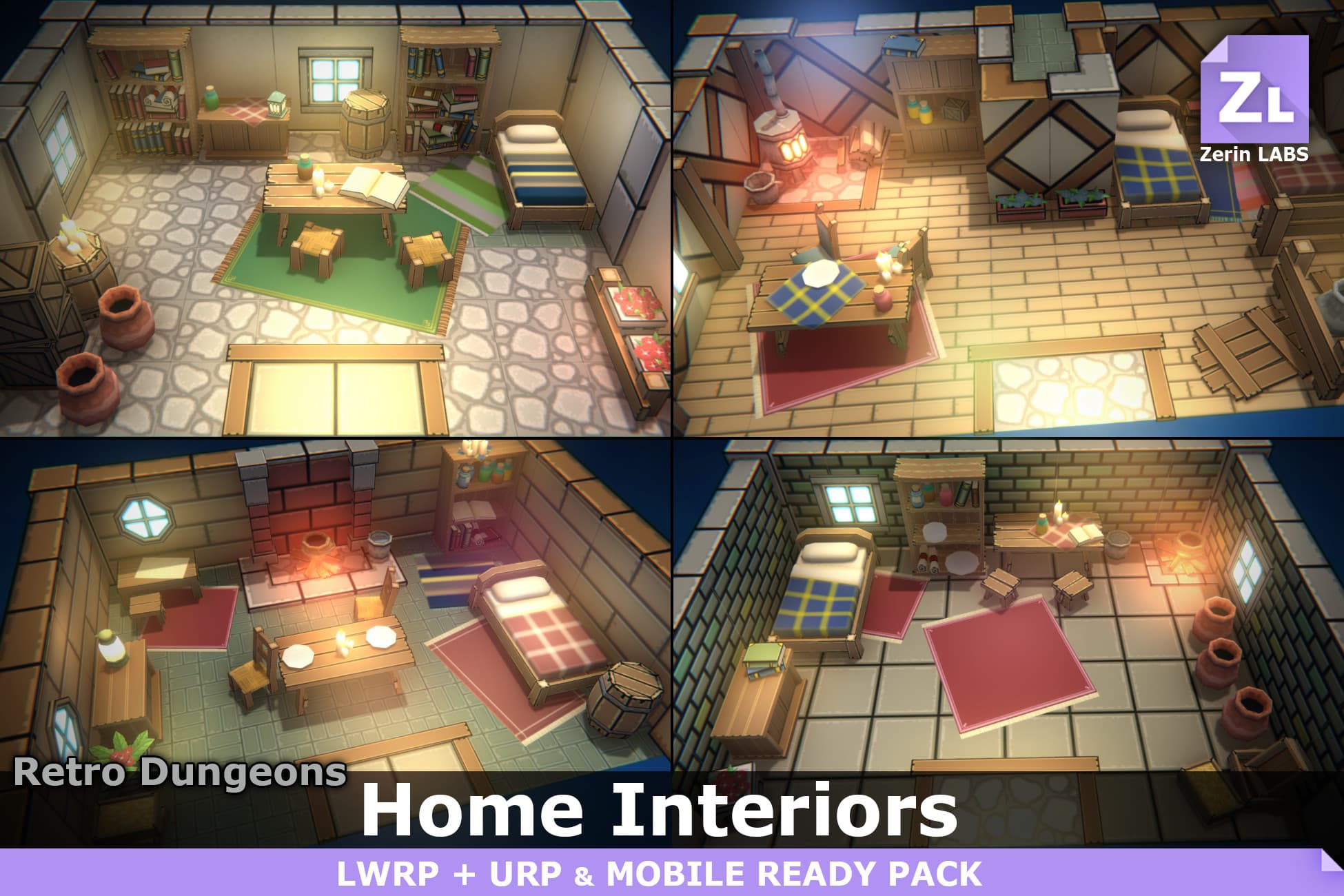 Modular House Interior Kit - Lowpoly RPG Assets [Complete Indoor Environment]
