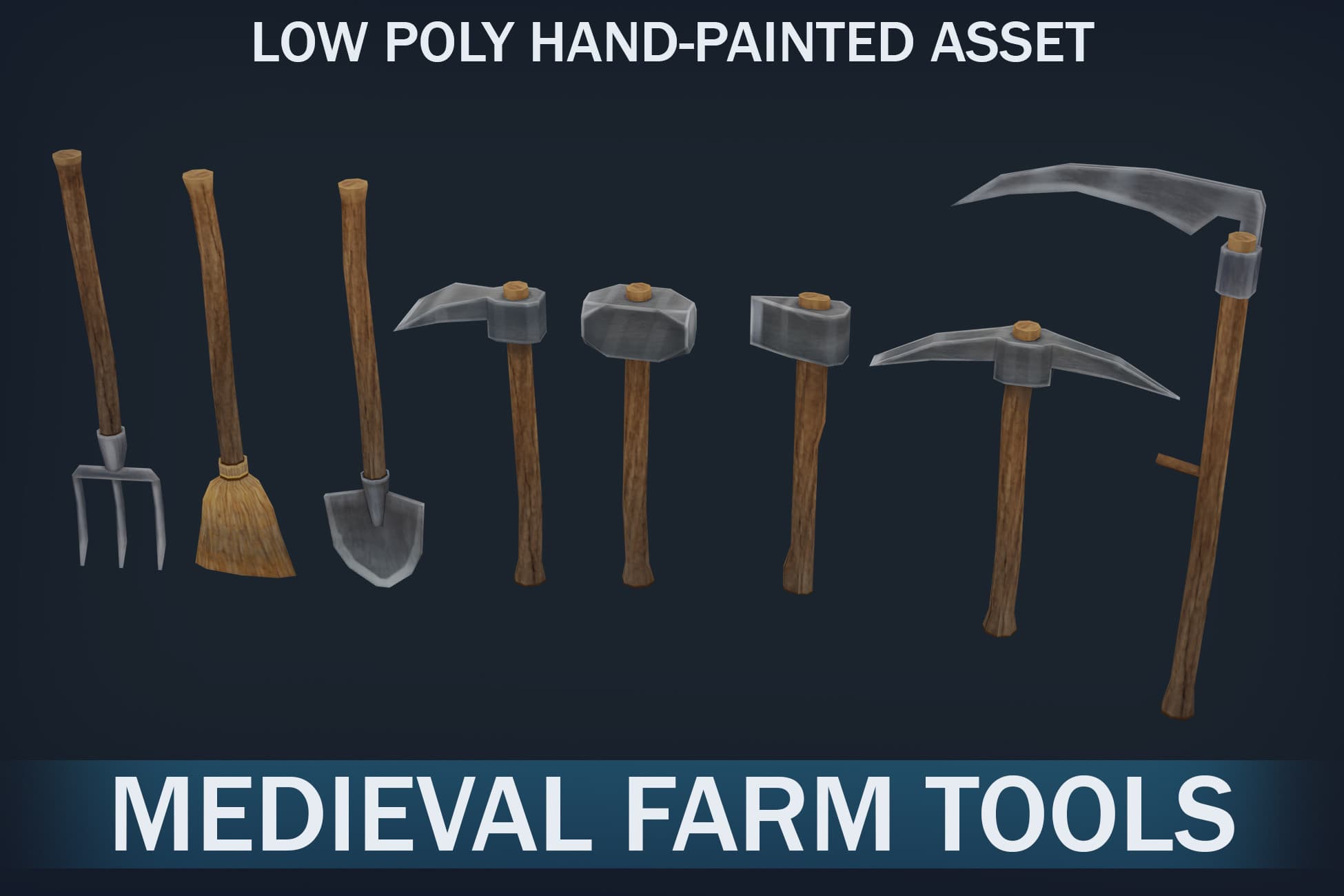 Hand-Painted Medieval Farm Tools