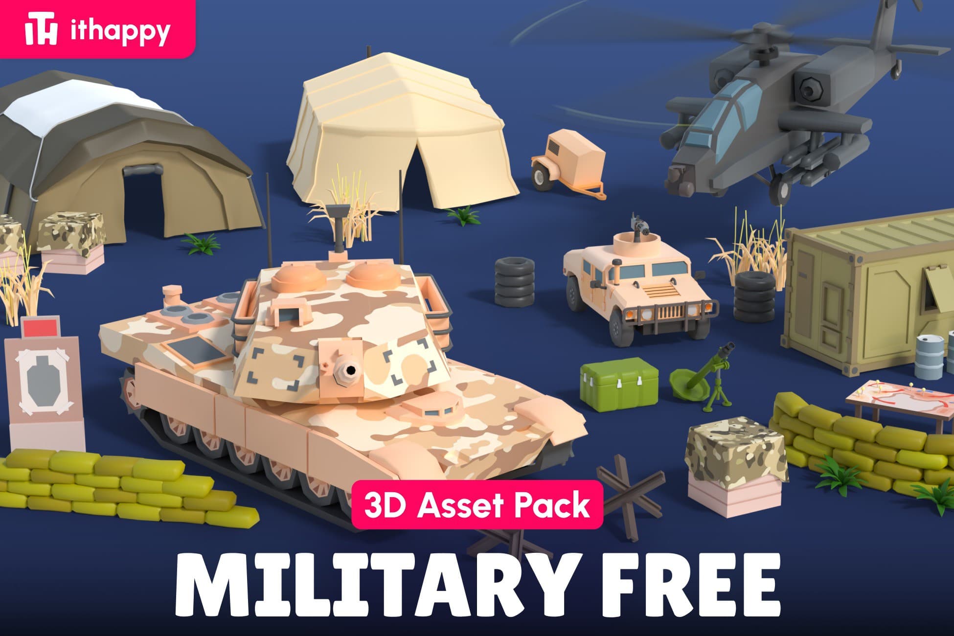 Military FREE - Low Poly 3D Models Pack
