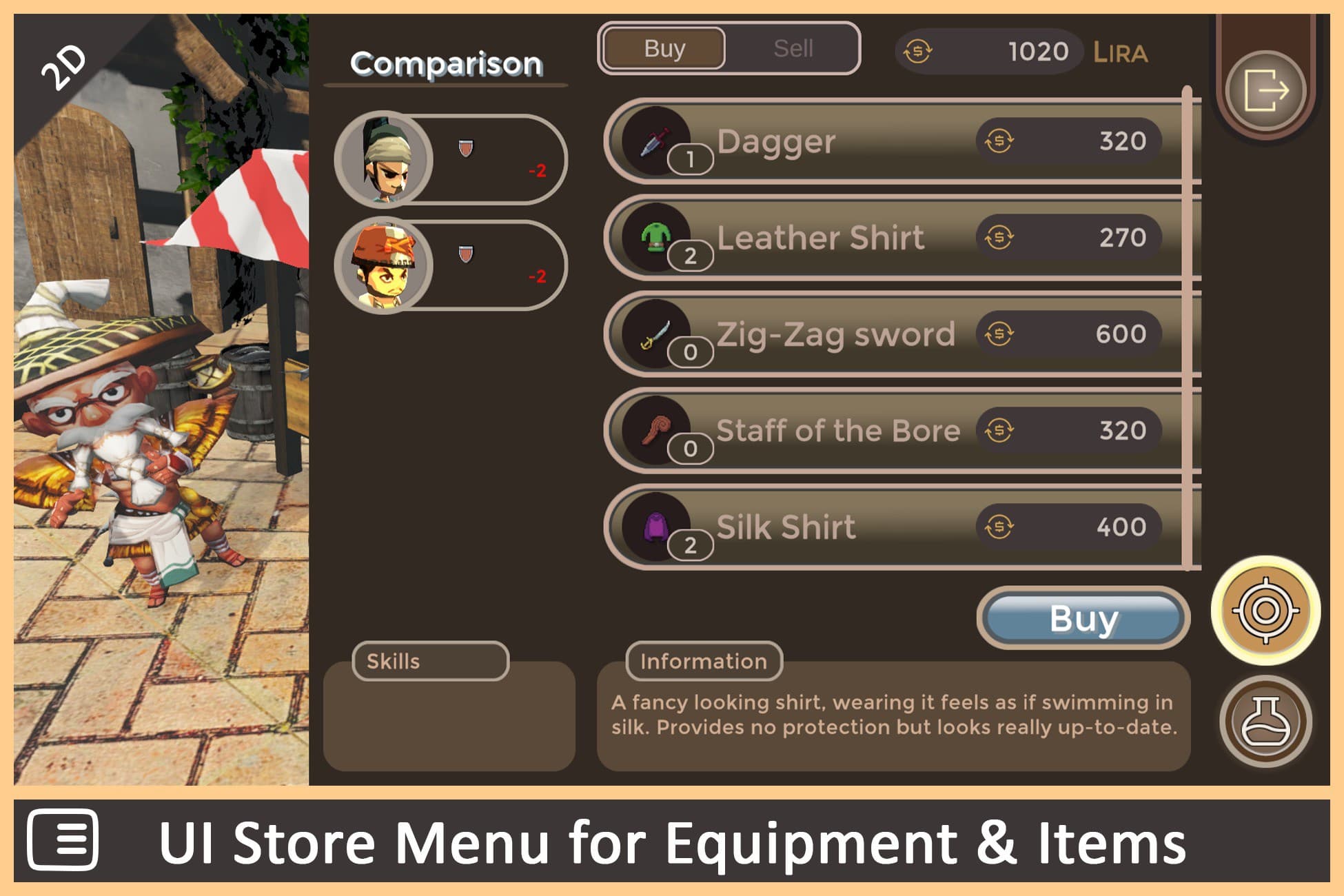 UI Store Menu for Items & Equipment