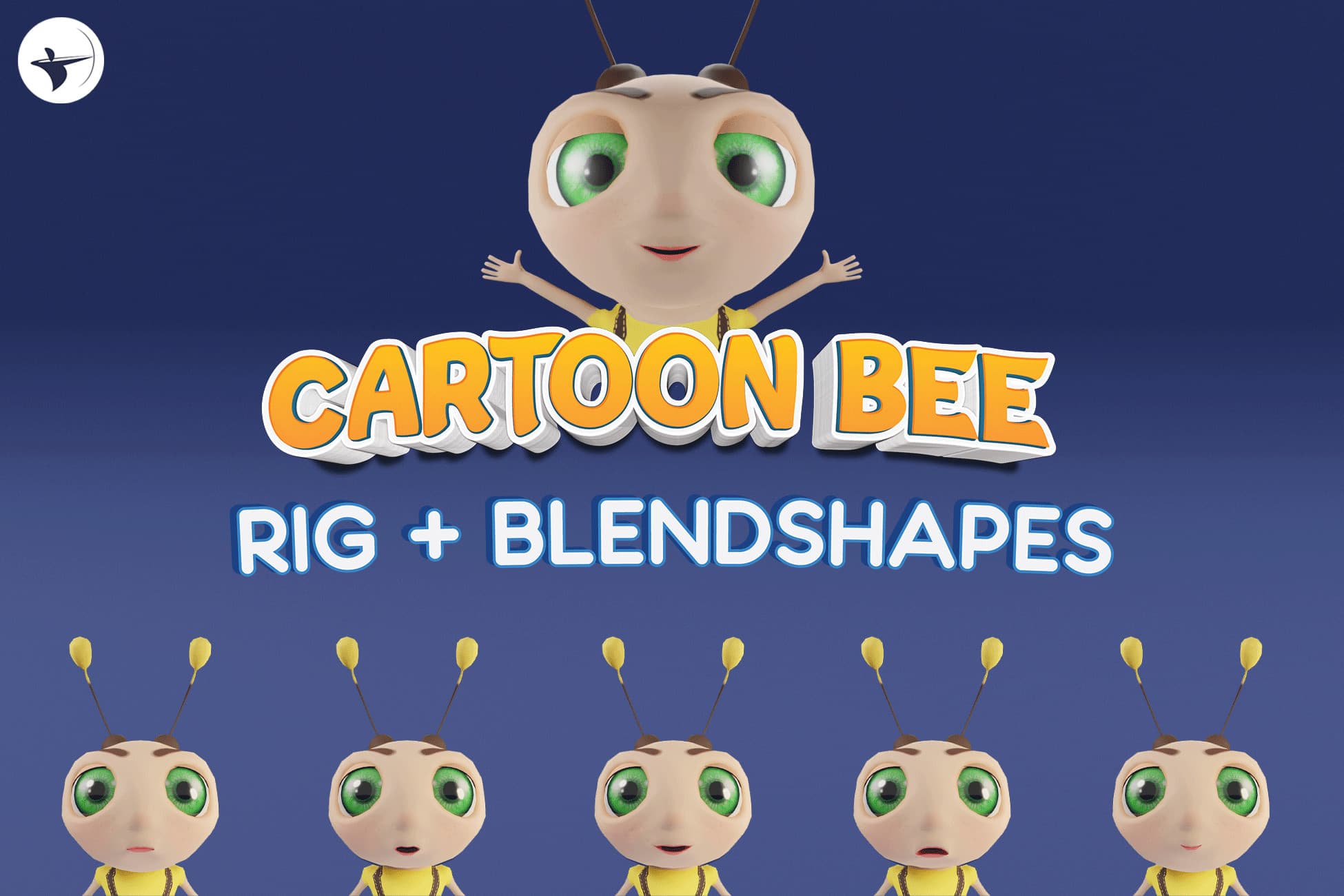 Cartoon Bee Character Rigged + Toon Shader
