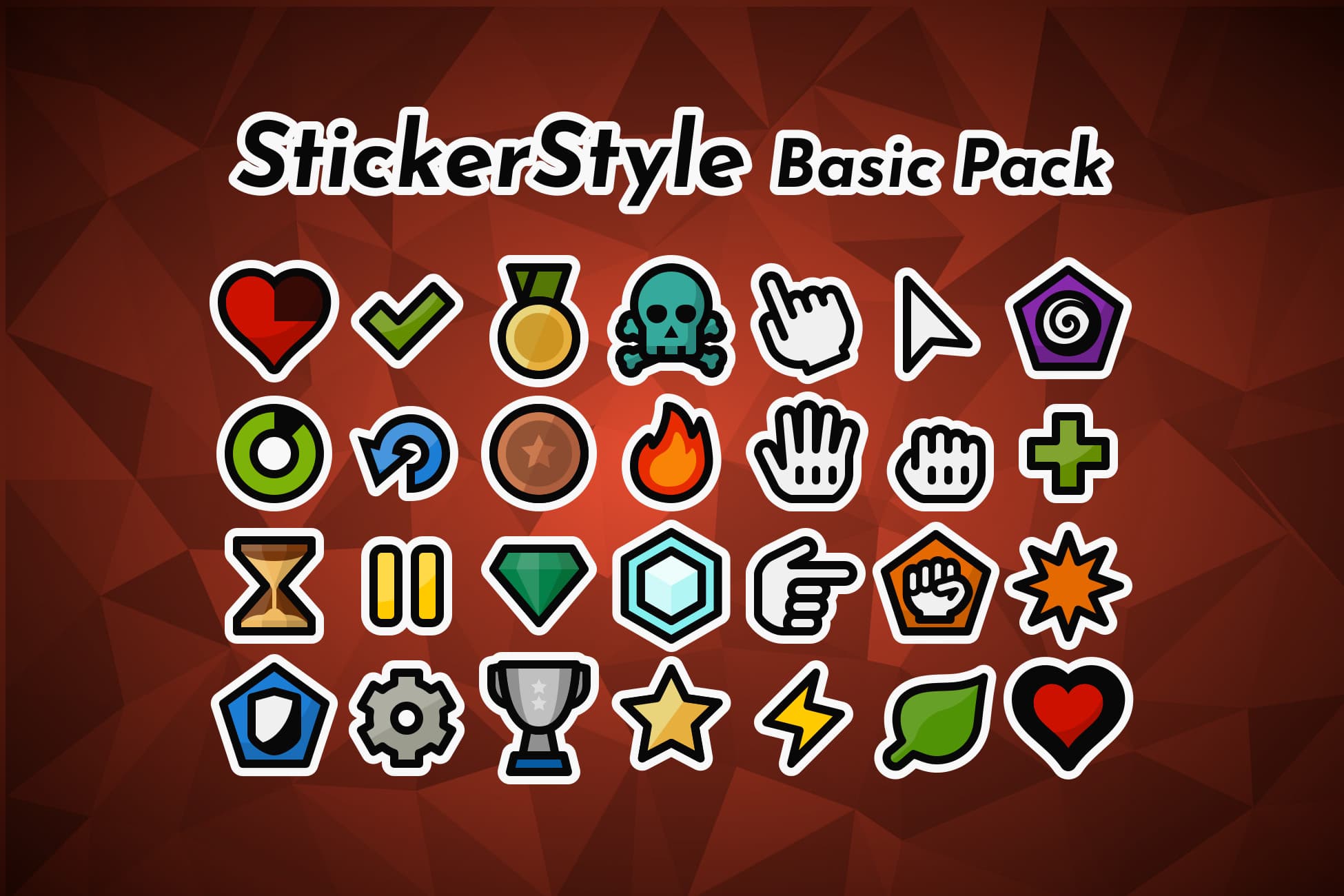 100+ Vector Sprites + Particles, Cursors, Indicators :: StickerStyle Basic Pack