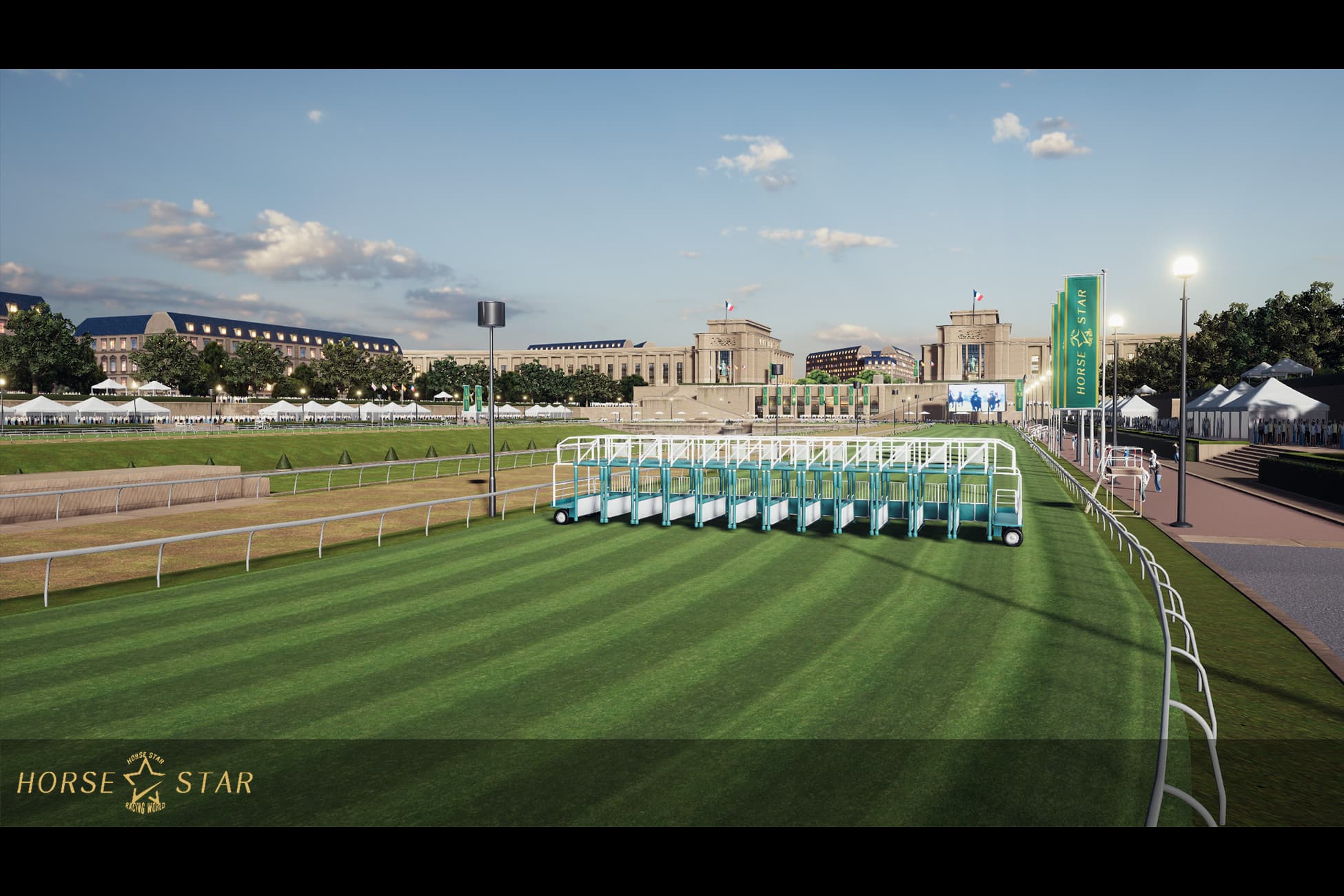 Eiffel tower horse racing course in paris