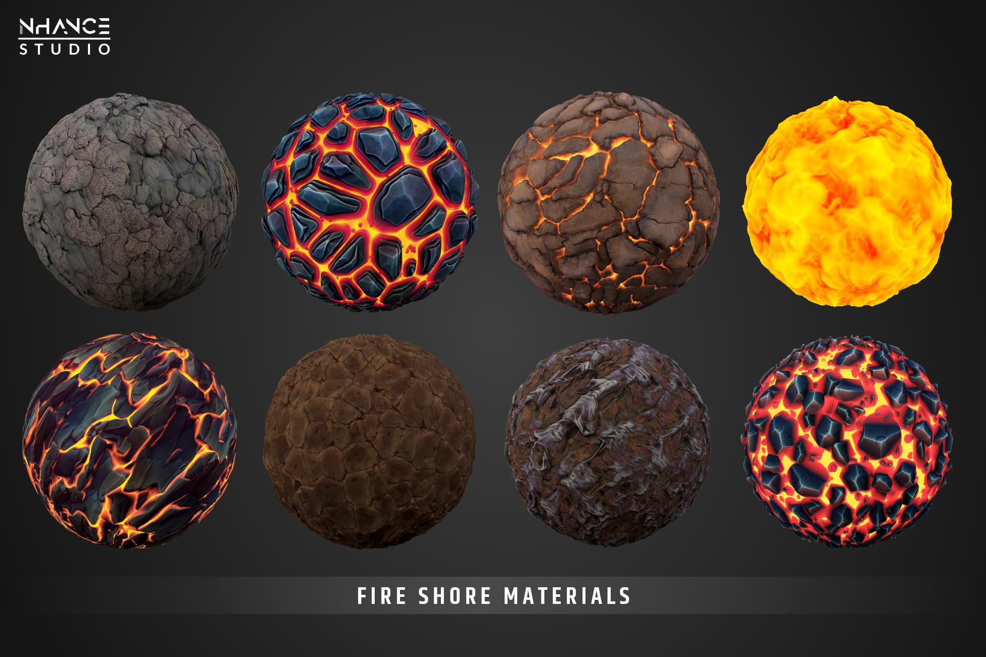 Stylized Fantasy Fire Shore Materials