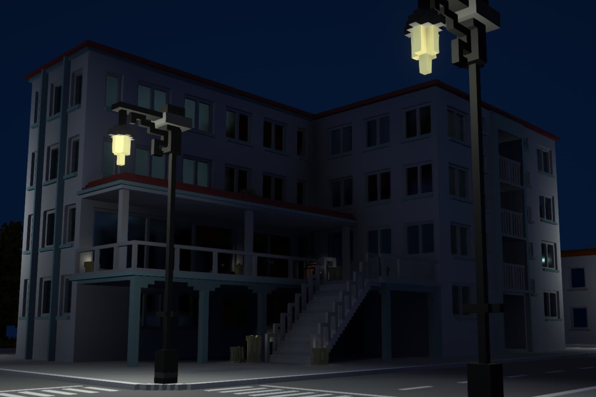 Voxel Miami Hotel Street - Pack 7 Low-poly 3D model