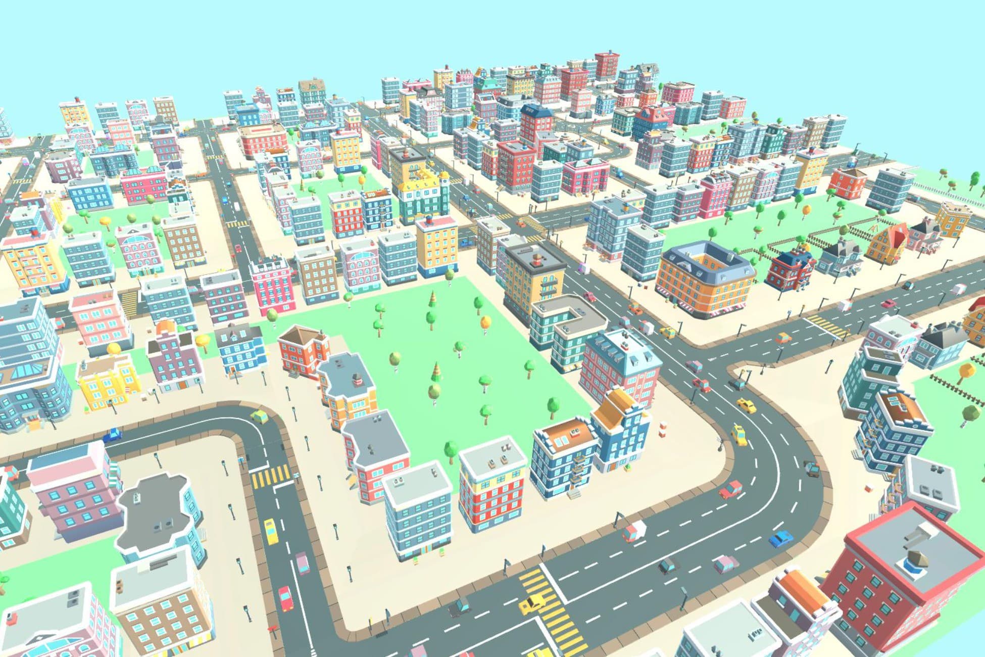 Low poly cartoon city mega pack