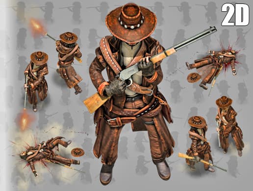 2D Cowboy with Winchester