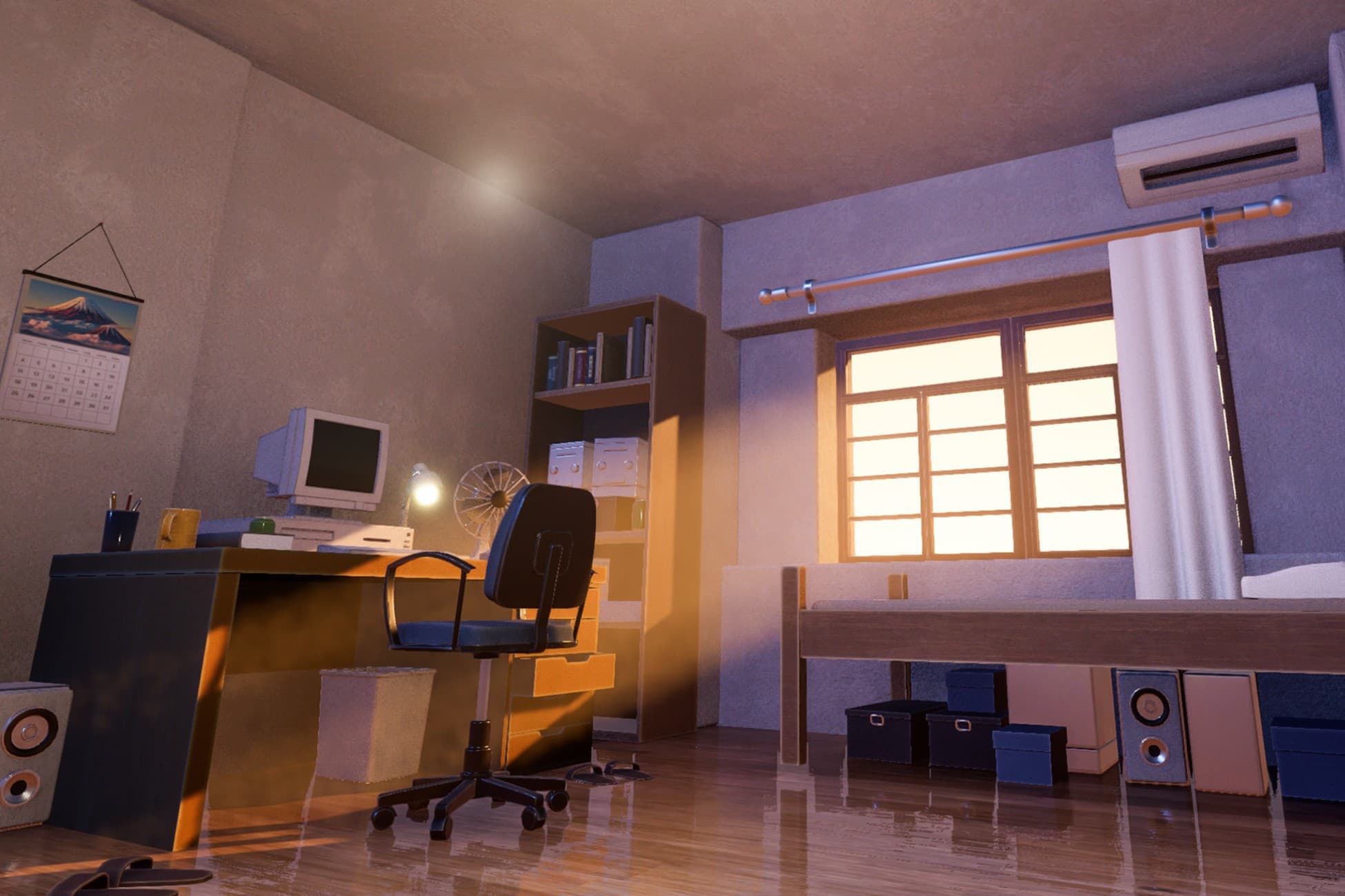 Anime-Style Japanese Apartment Interior