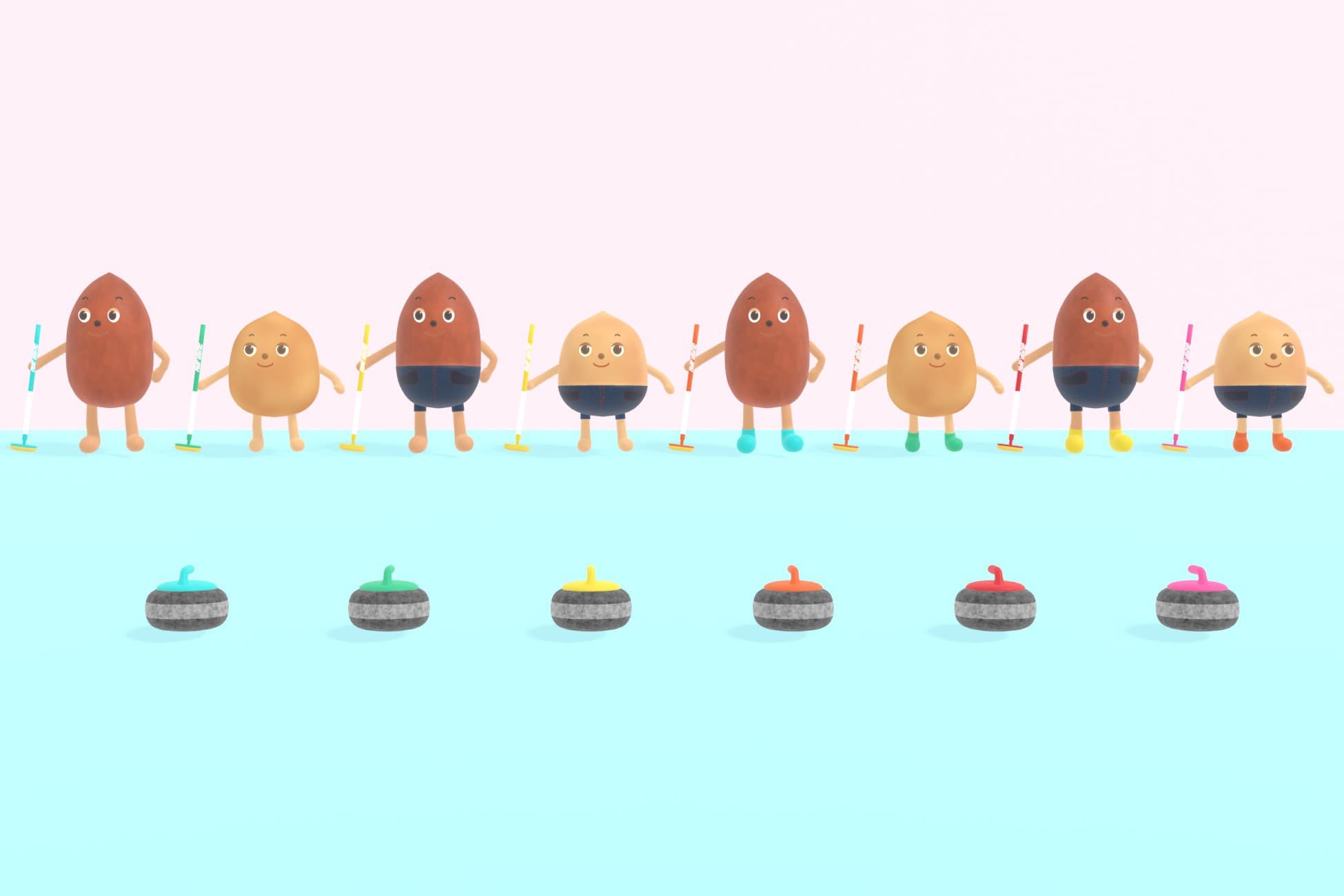 Low Poly 3D Animated Nut Brothers - Curling Package