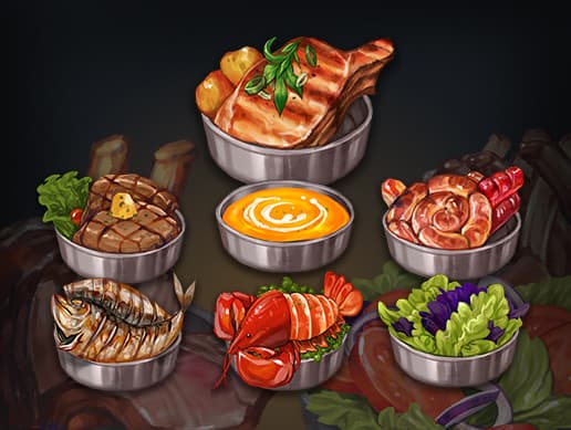 Food Set_soup,steak,salad