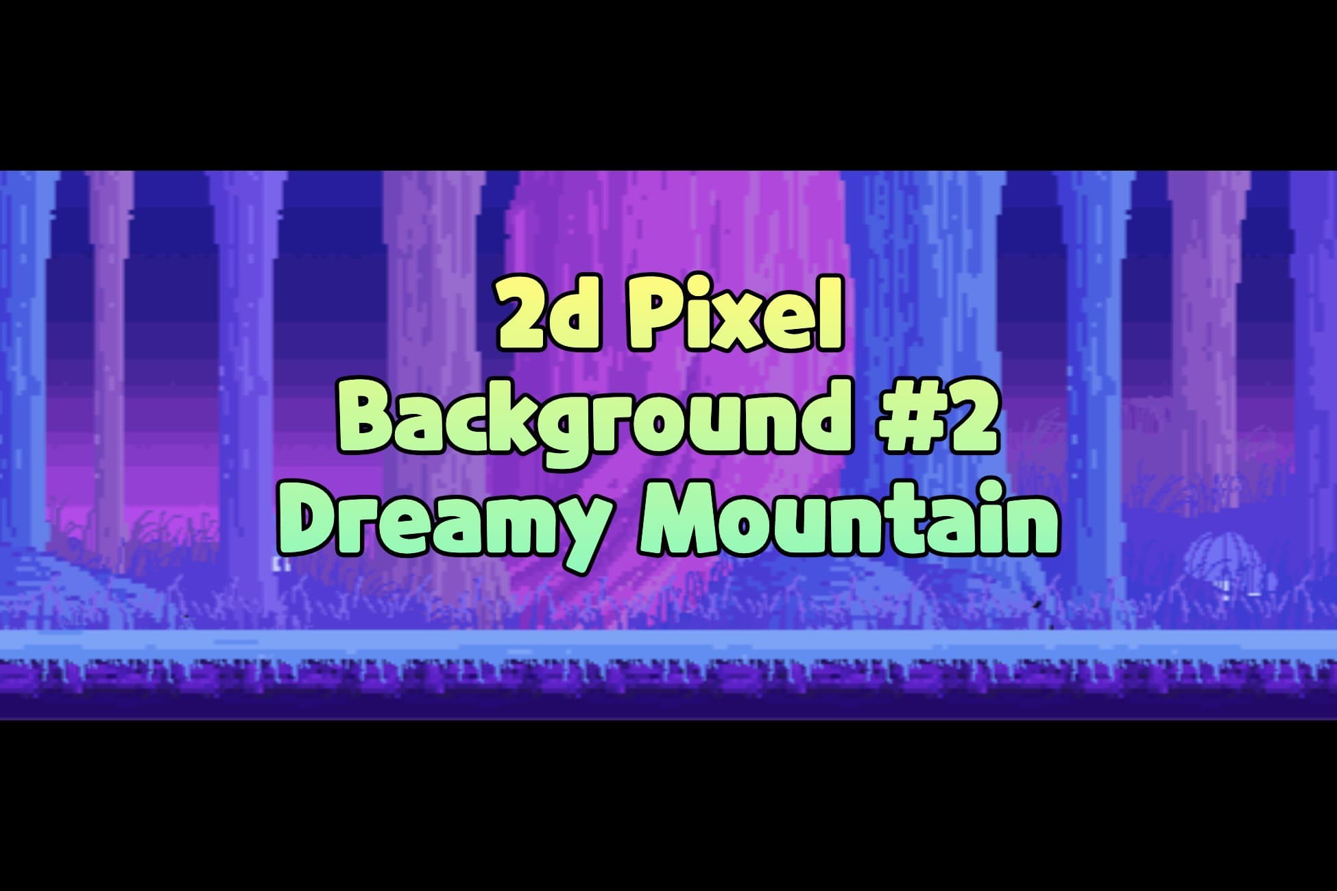 [PSD included] Pixel Dreamy Mountain Background