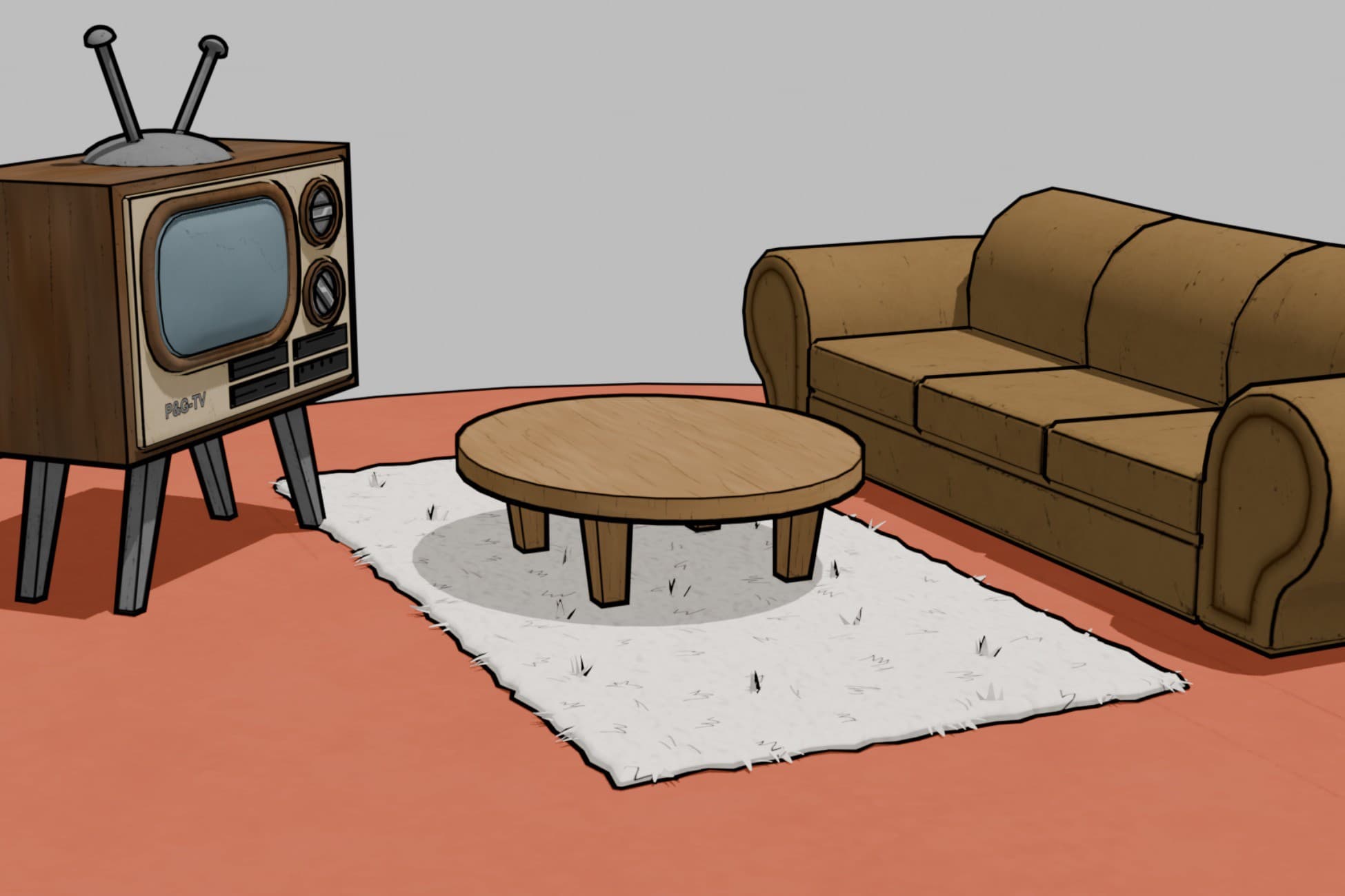 Living Room - Cartoon Style