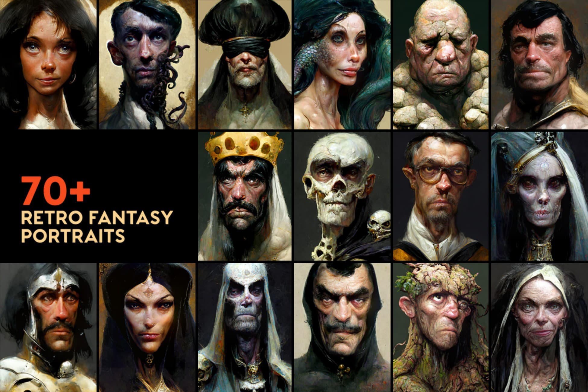 70+ Retro Fantasy Portraits