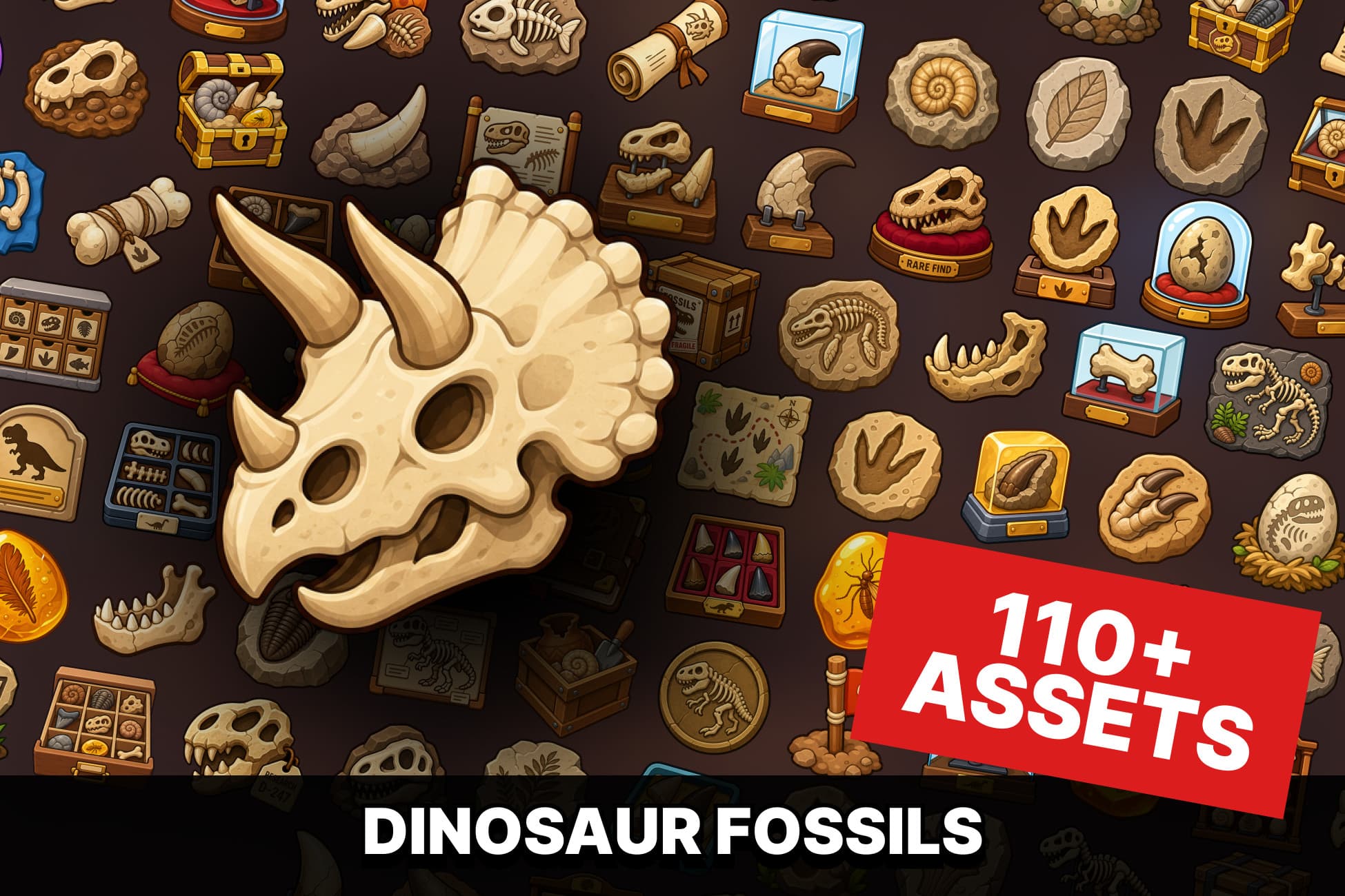 Dinosaur Fossils Paleontology Excavation Museum Icons Pack