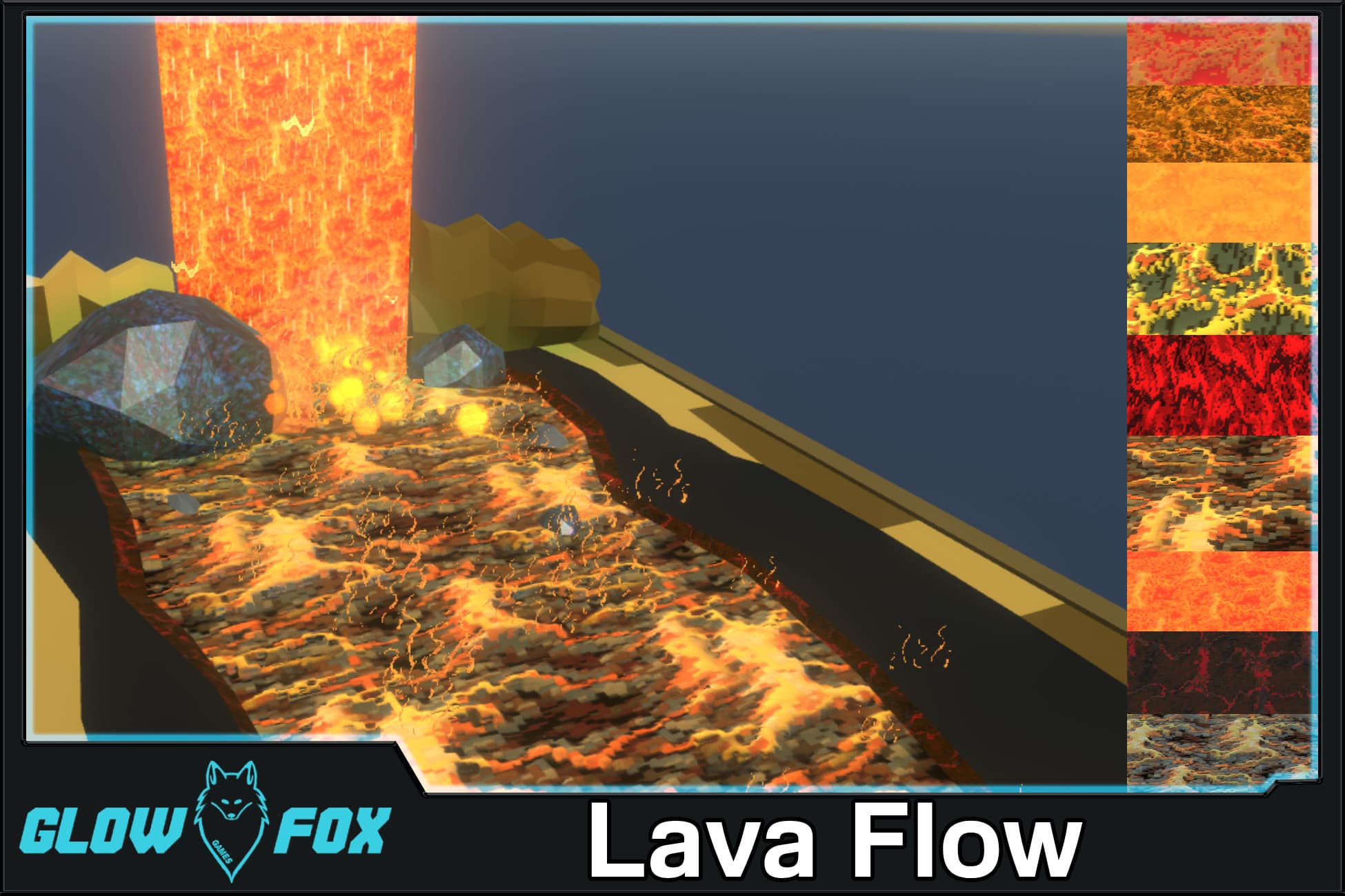 Lava Flow Materials Textures & moving Lava