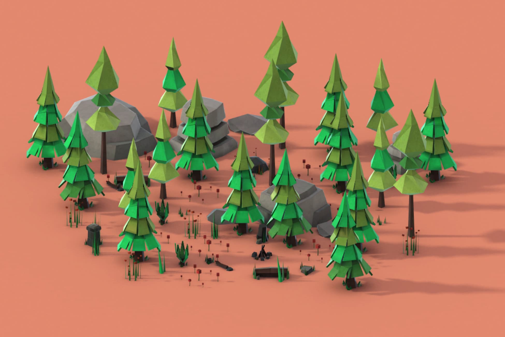 Low-Poly Style Nature