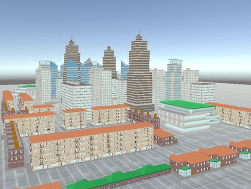 Low Poly City With Buildings