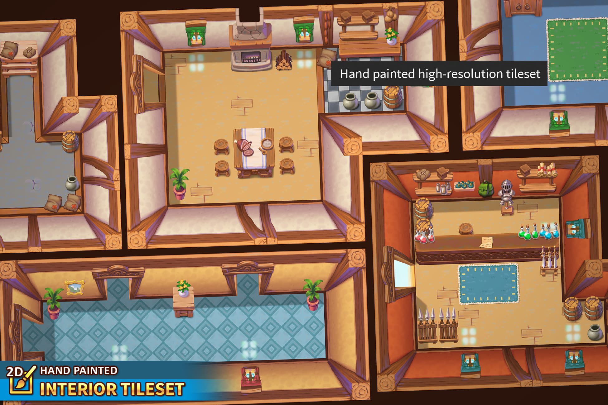 2D Hand Painted - Interior Tileset
