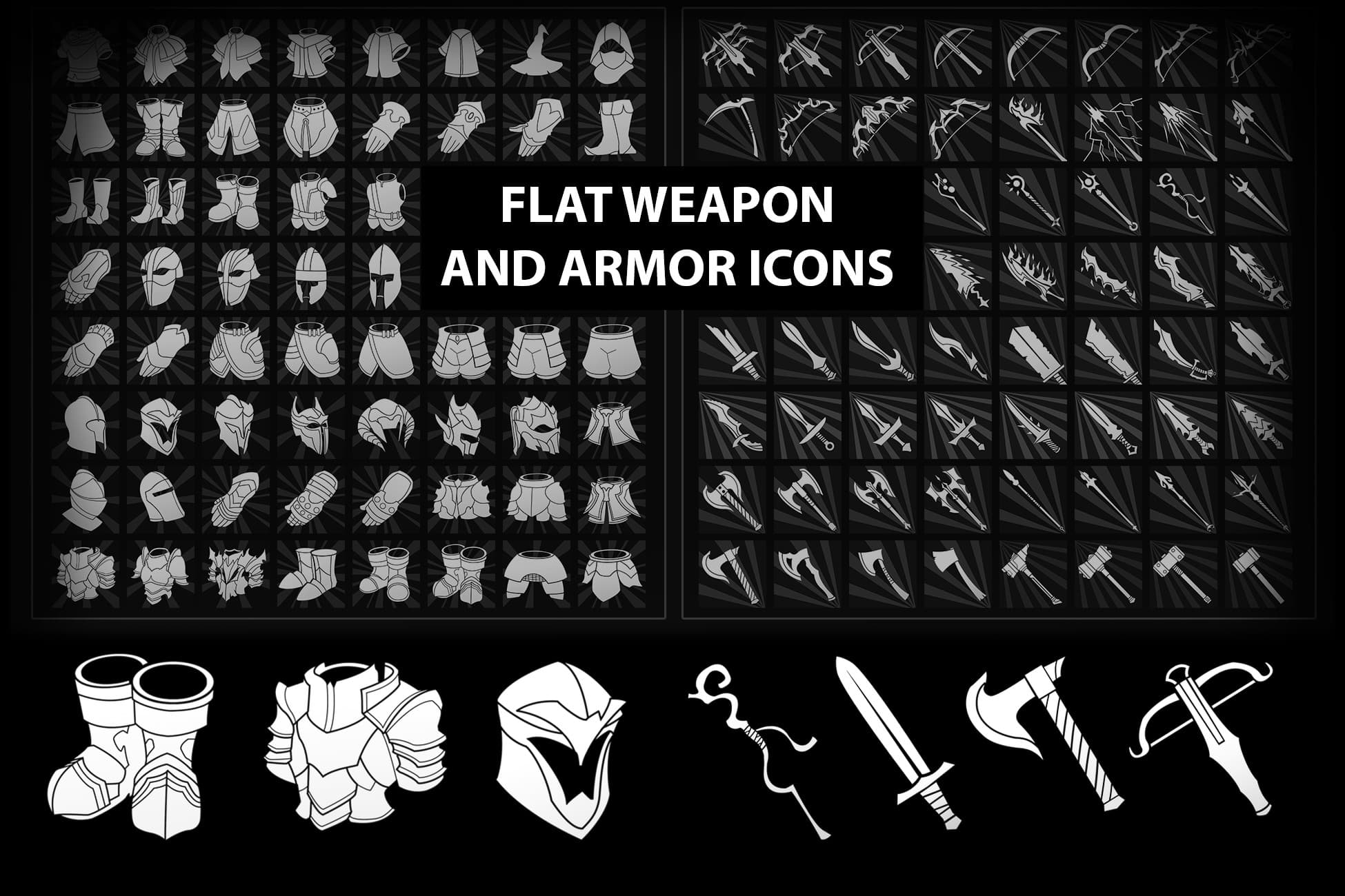 Flat Weapon and Armor Icons