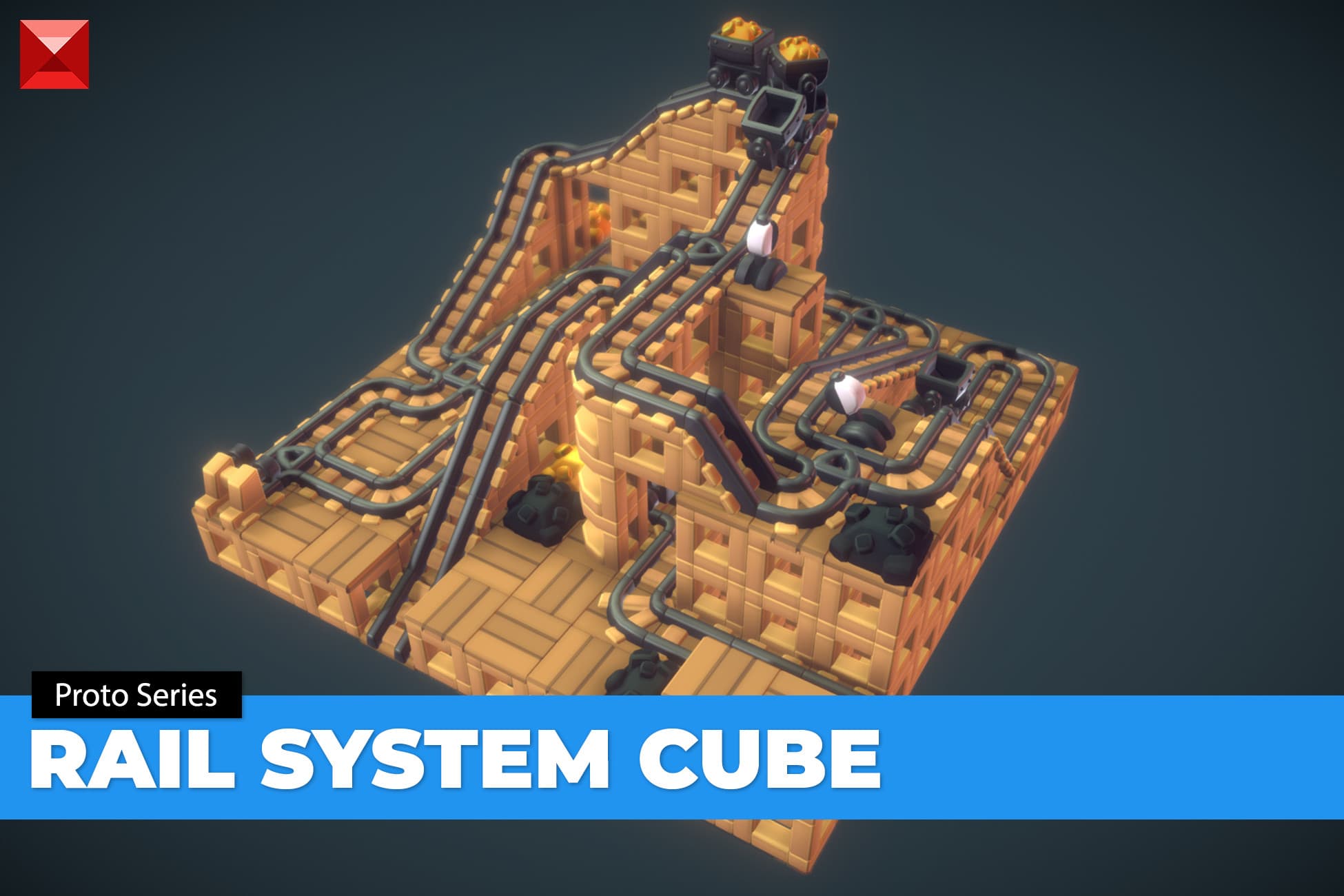 Cube World Mine Rail System - Proto Series
