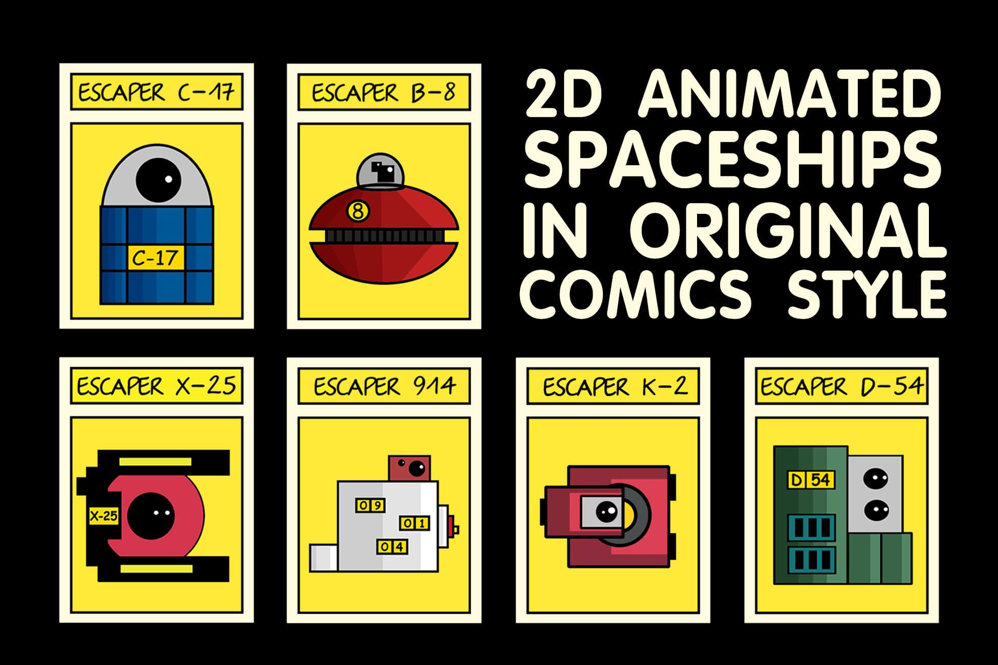 2D Comics Spaceships Animation Pack