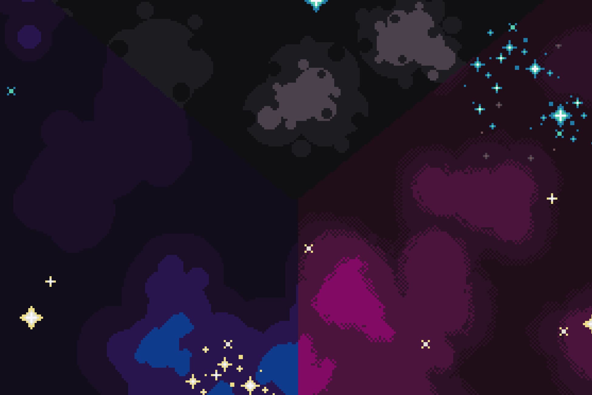 Pixel art space backgrounds set
