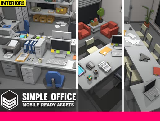 Simple Office Interiors - Cartoon assets