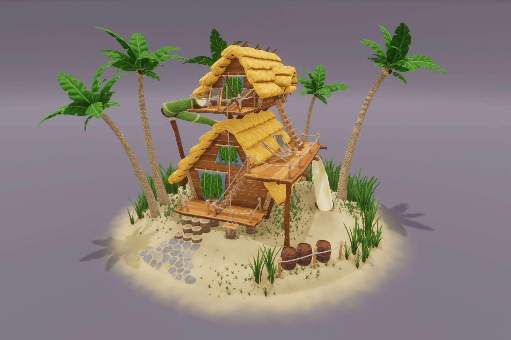 Stylized 3D Tropical house