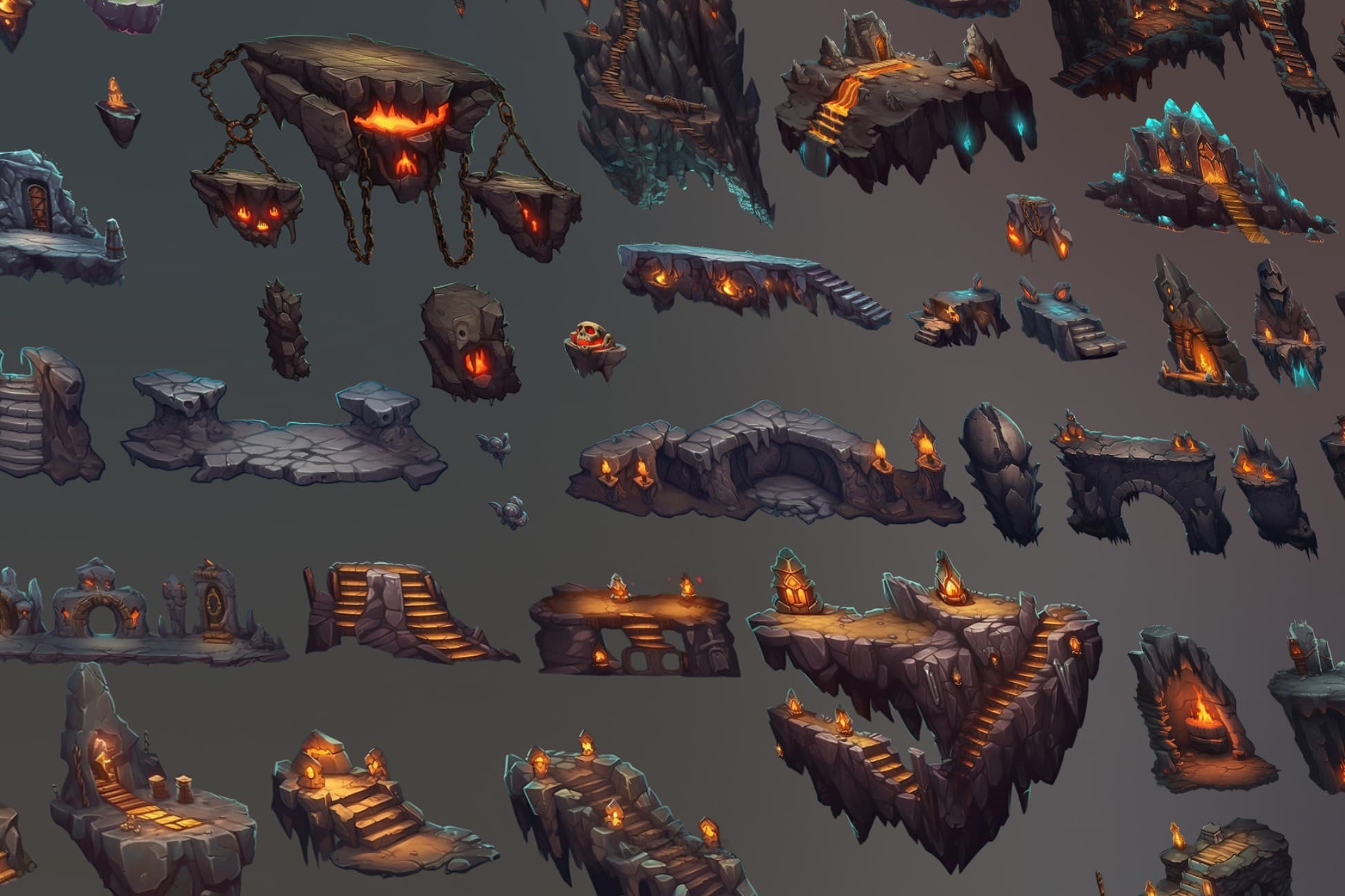 200+ fantasy dark underground cave environment tileset