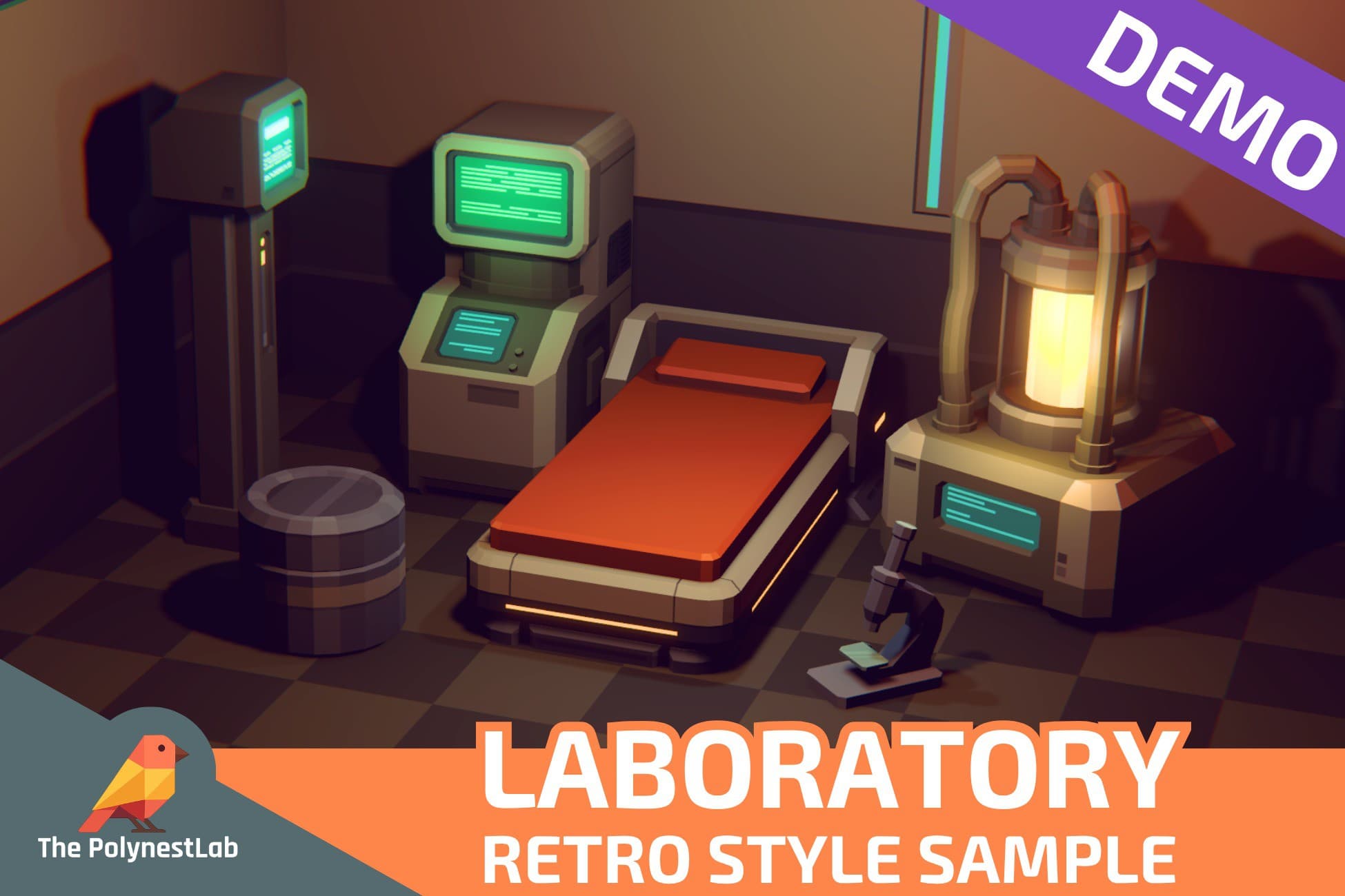 FREE Demo: Low Poly Sci-Fi Laboratory / Cosmic Retro