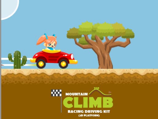 2D Car Physics Platform - Mountain Top Climb Racing Driving KIT
