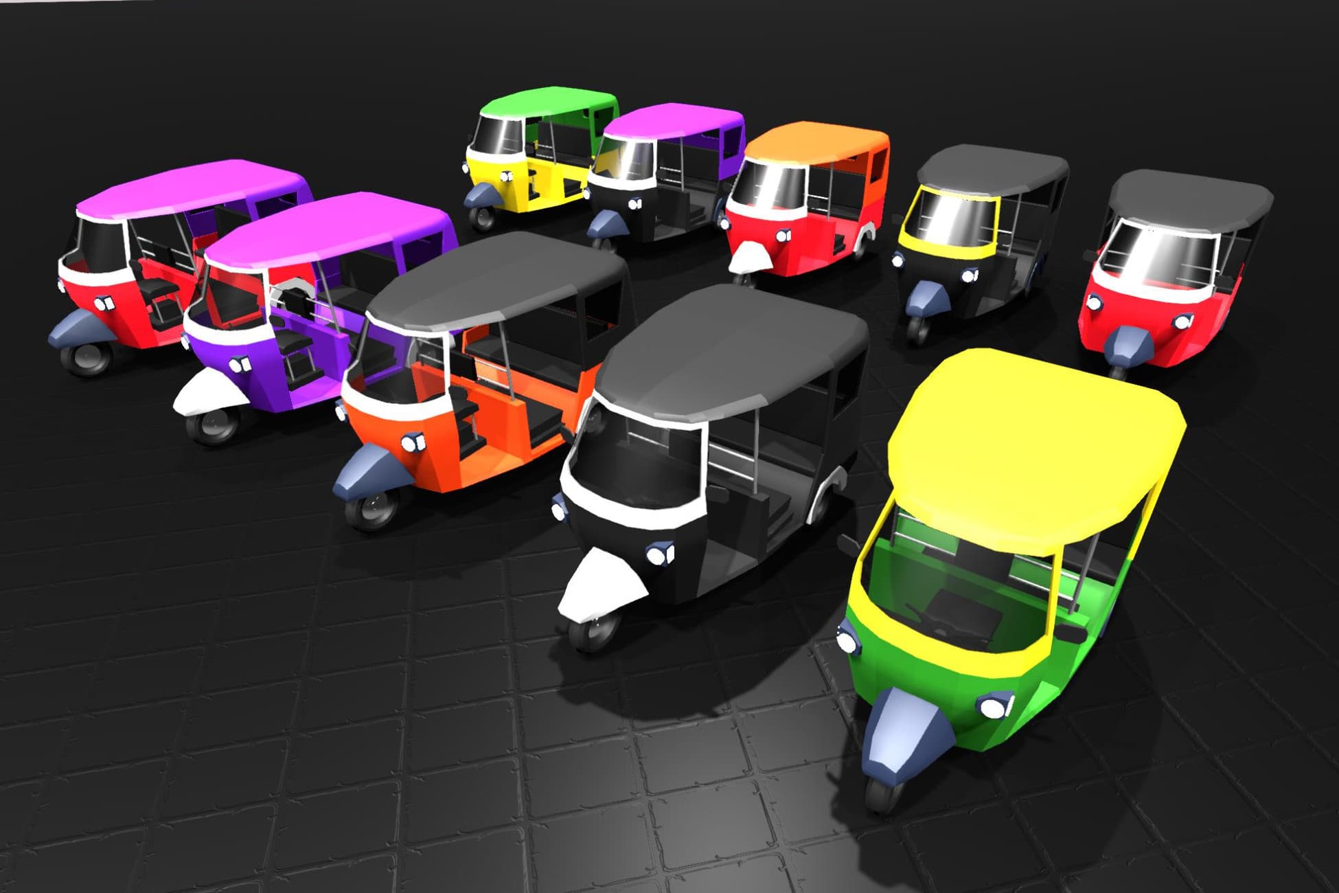 Autorickshaw Low Poly (Mega Pack)