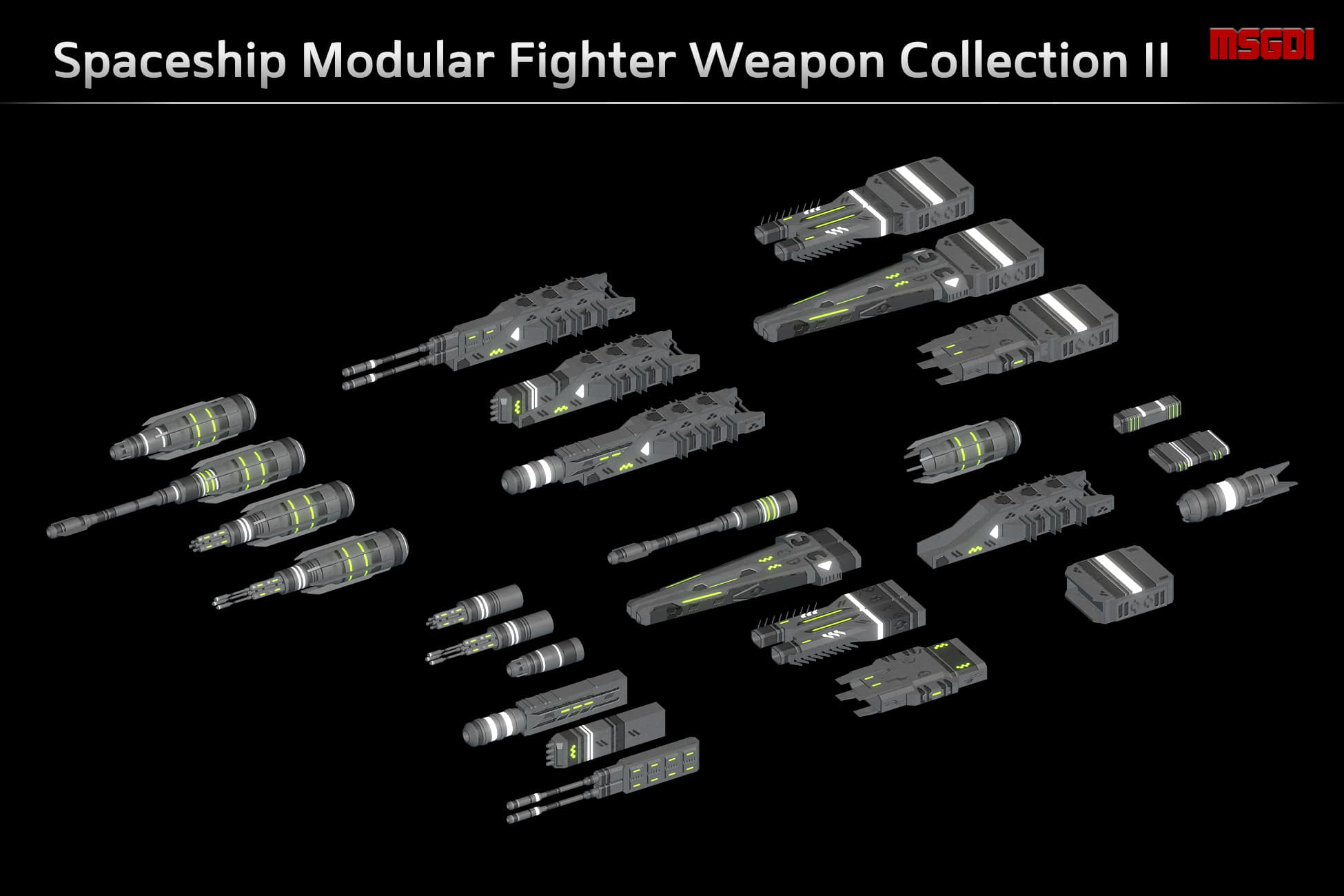 Spaceship Modular Fighter Weapons Collection II