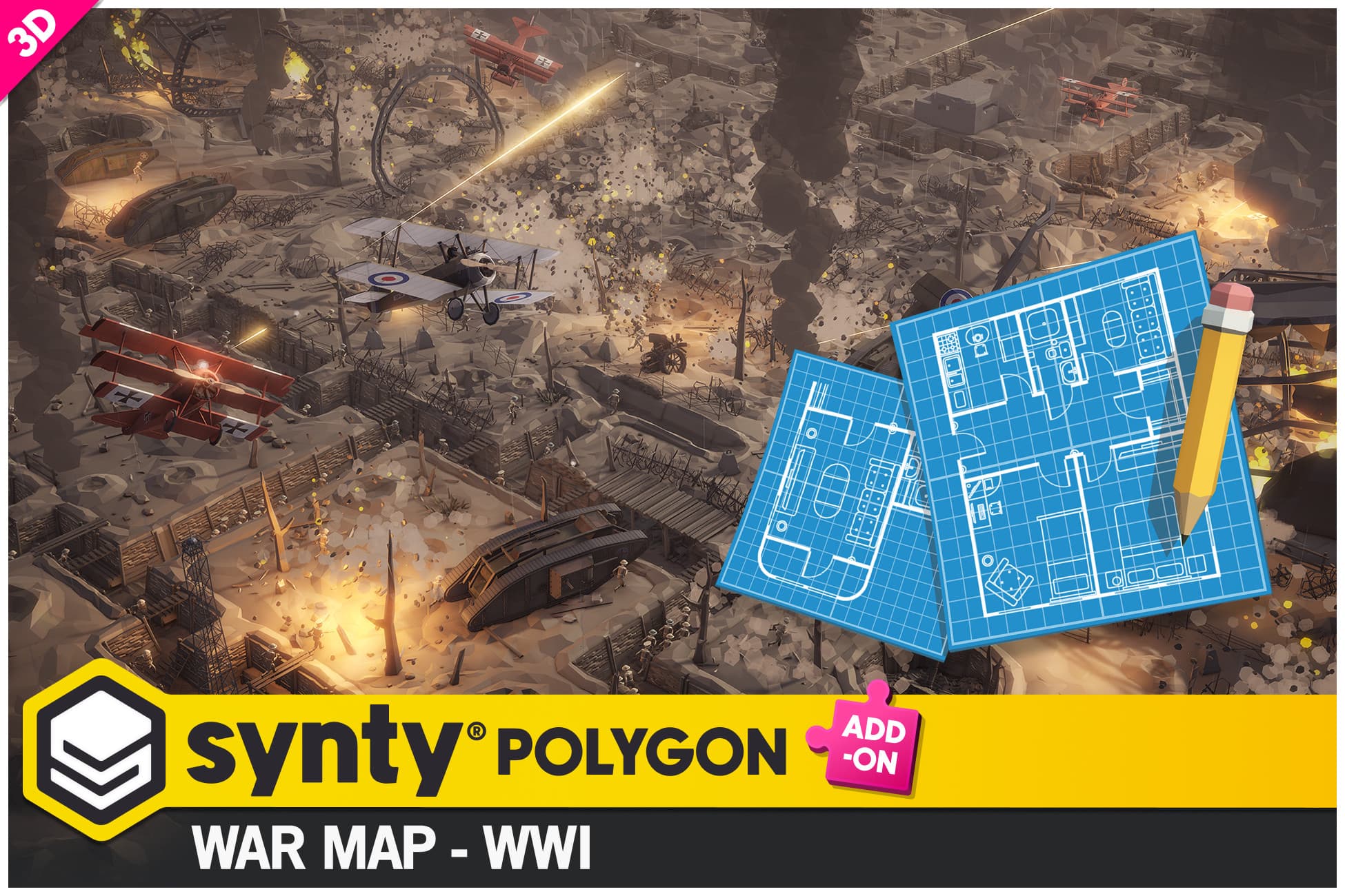 POLYGON - War Map WWI - Art by Synty