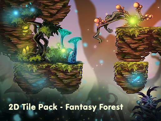 Fantasy Forest Environment – 2D Hand-Painted Tileset & Props