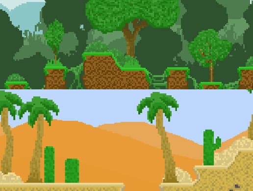 Forest, desert pixel art platformer sprites(Pixel-Art)