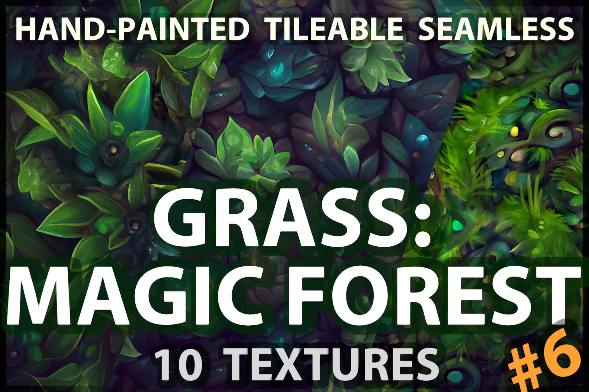 Grass Magic Forest Floor: 10 Textures (Hand-painted, Seamless + Tileable) #6