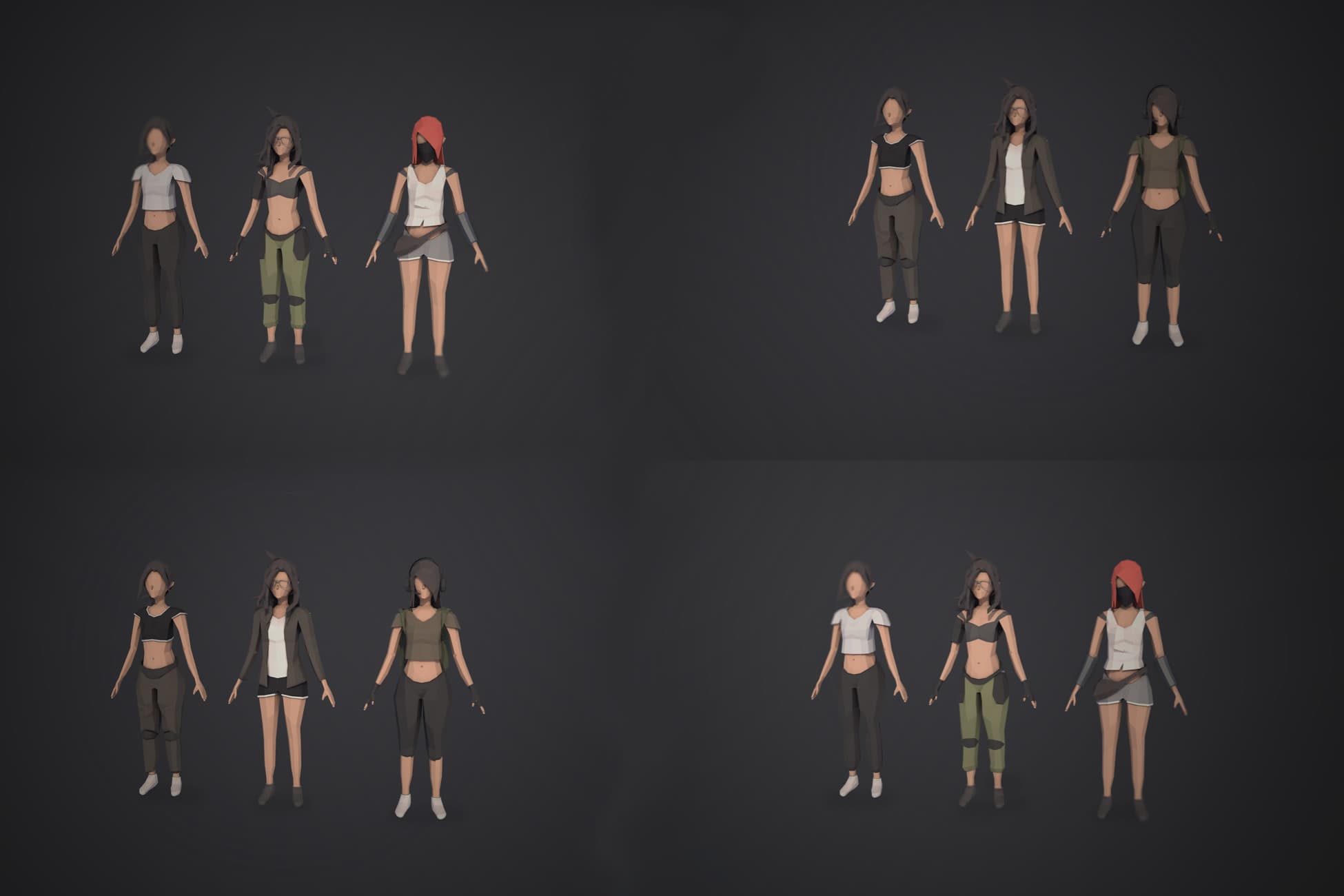 LOW POLY CHARACTERS CUSTOMIZABLE/MODULAR ( MALE AND FEMALE )